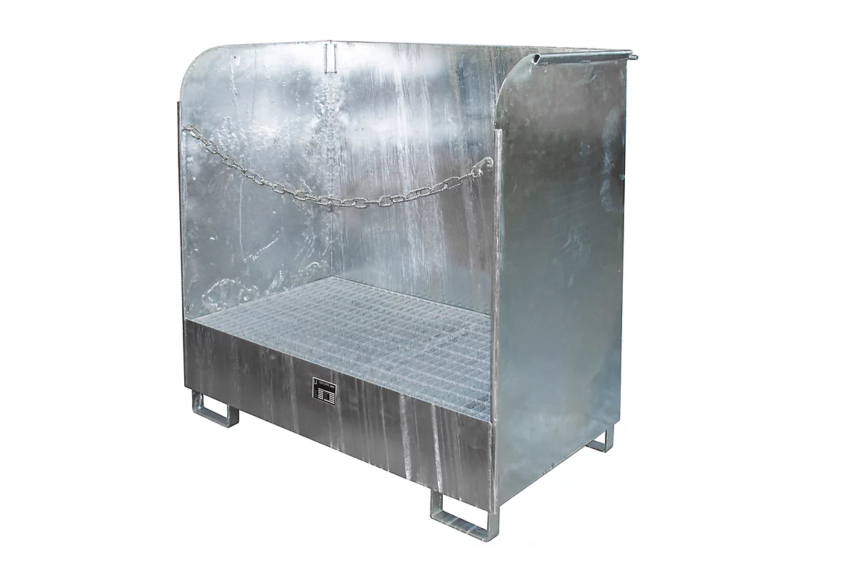 Depósito para materiales peligrosos tipo GD-A BAUER, acero, L 1420 x An 750 x Al 1370 mm, volumen de recogida 220 l, galvanizado en caliente