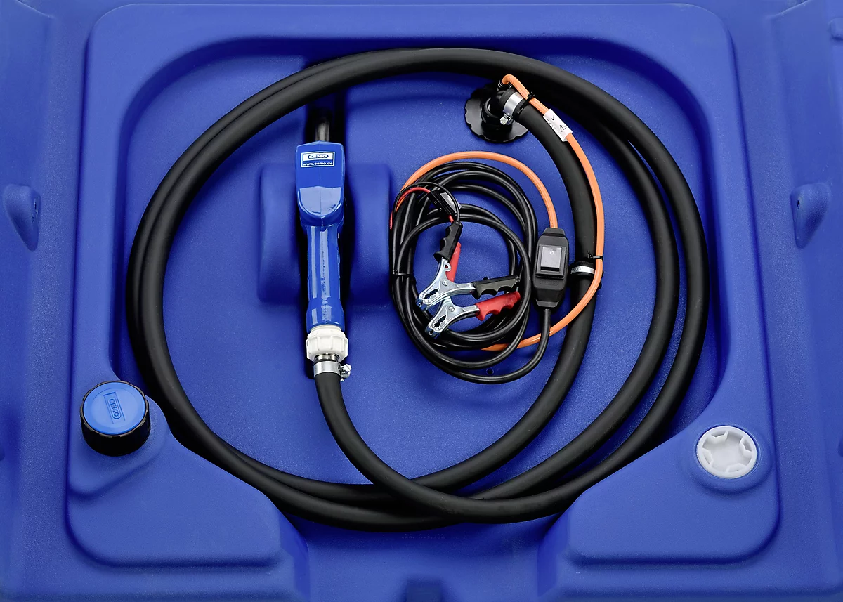 Depósito portátil CEMO Blue-Mobil EASY, con bomba sumergible CENTRI SP30 12 V, depósito de 440 l para AdBlue®, tapa abatible, An 1180 x P 800 x Al 710 mm