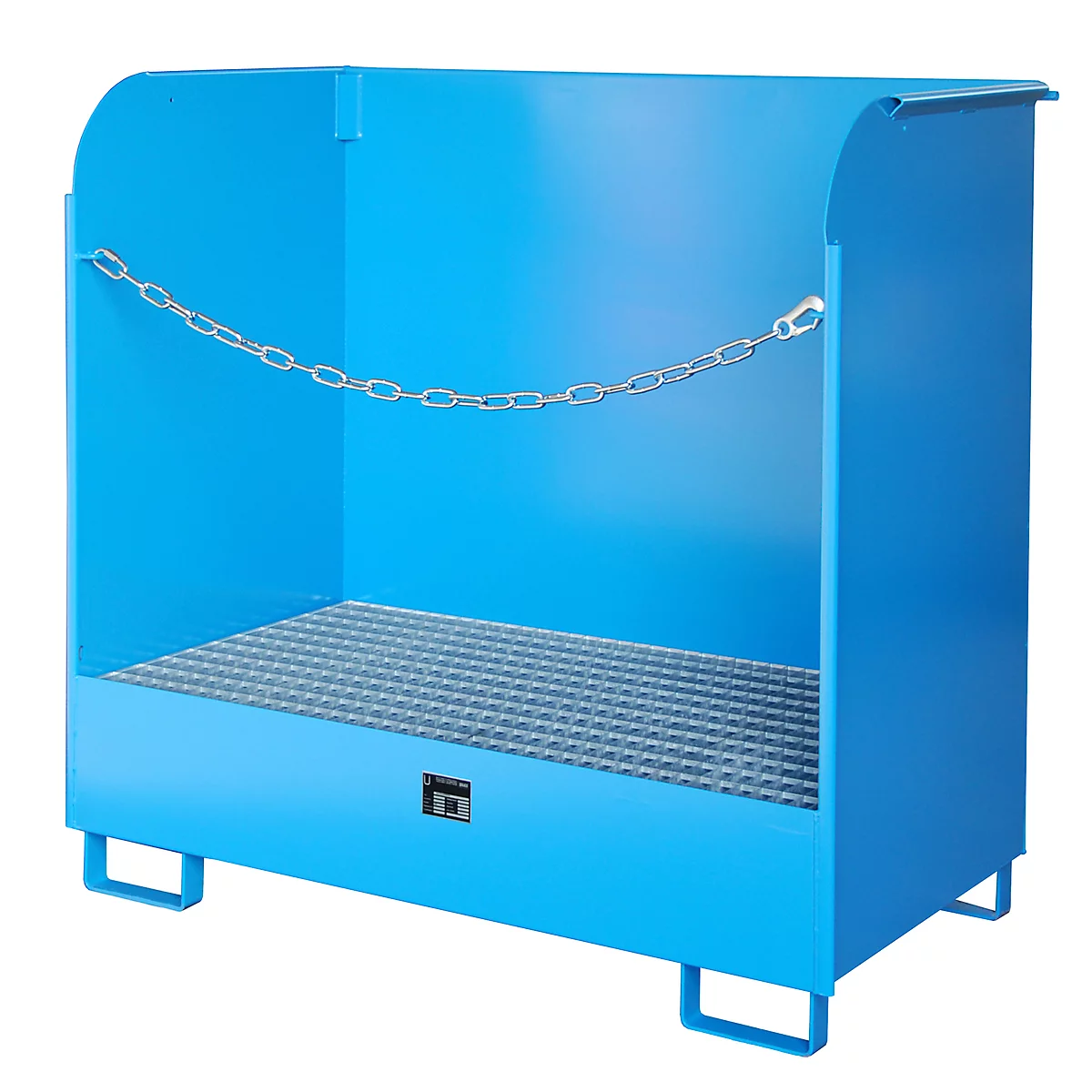 Dépôt de marchandises dangereuses de type GD-A BAUER, acier, L 1420 x l 750 x H 1370 mm, capacité du bac 220 litres, bleu clair RAL 5012