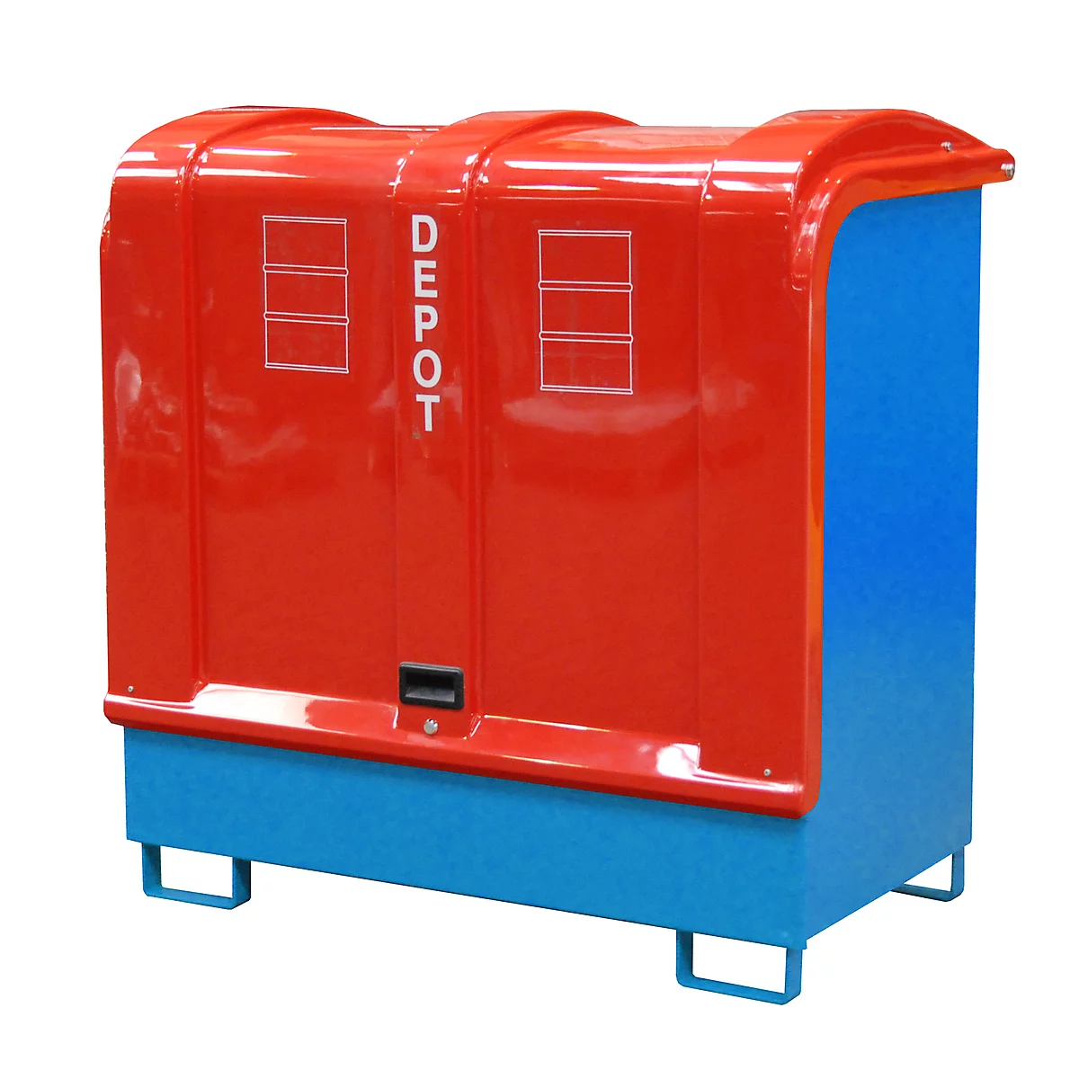 Dépôt de marchandises dangereuses de type GD-B BAUER, acier, L 1460 x l 830 x H 1460 mm, capacité du bac 220 litres, bleu clair RAL 5012