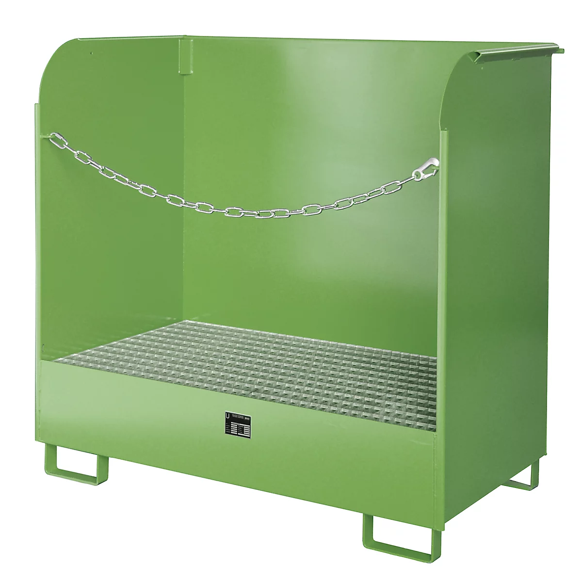Dépôt de marchandises dangereuses type GD-A BAUER, acier, L 1420 x l 750 x H 1370 mm, volume du bac 220 litres, vert réséda RAL 6011
