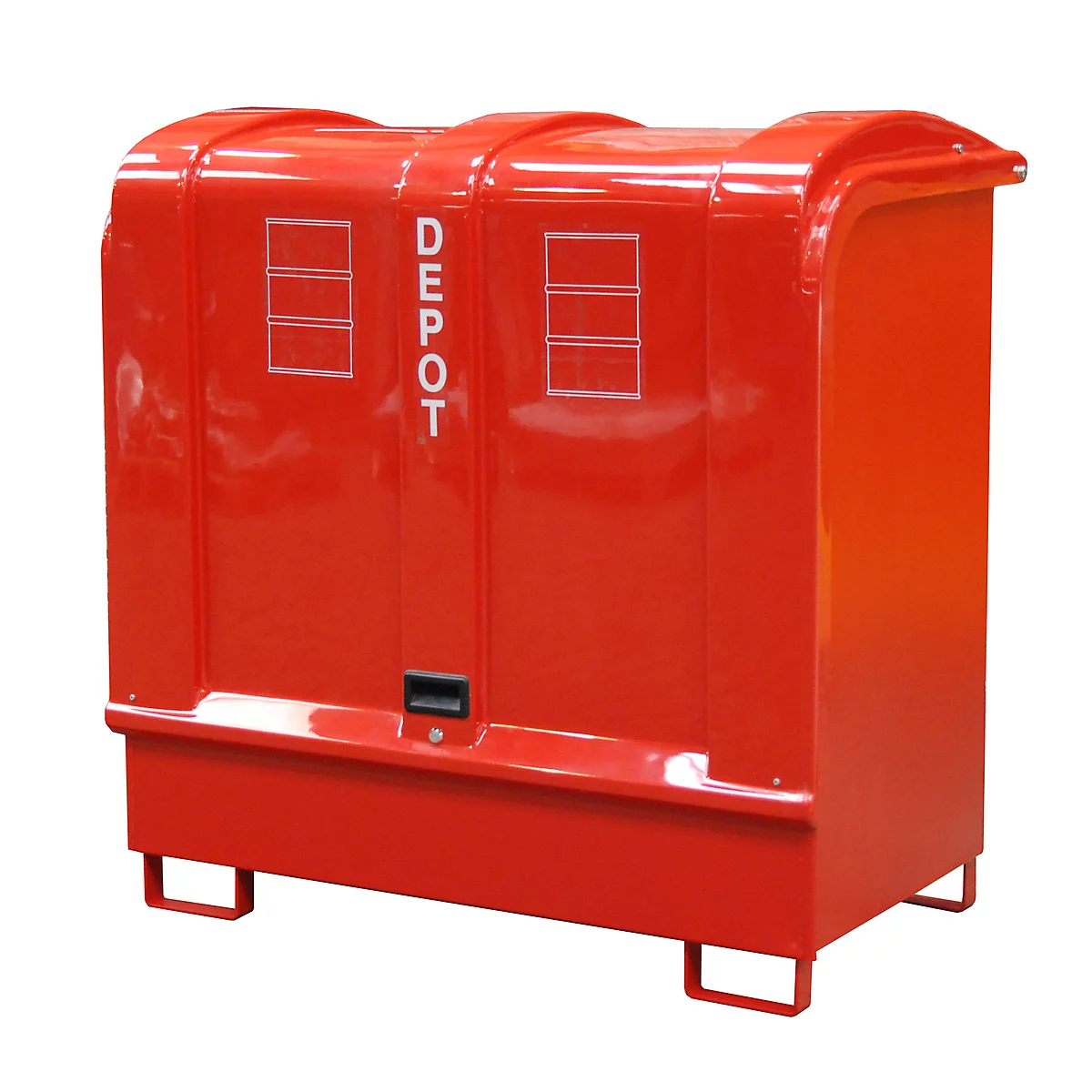 Dépôt de marchandises dangereuses type GD-B BAUER, acier, L 1460 x l 830 x H 1460 mm, volume du bac 220 litres, rouge feu RAL 3000