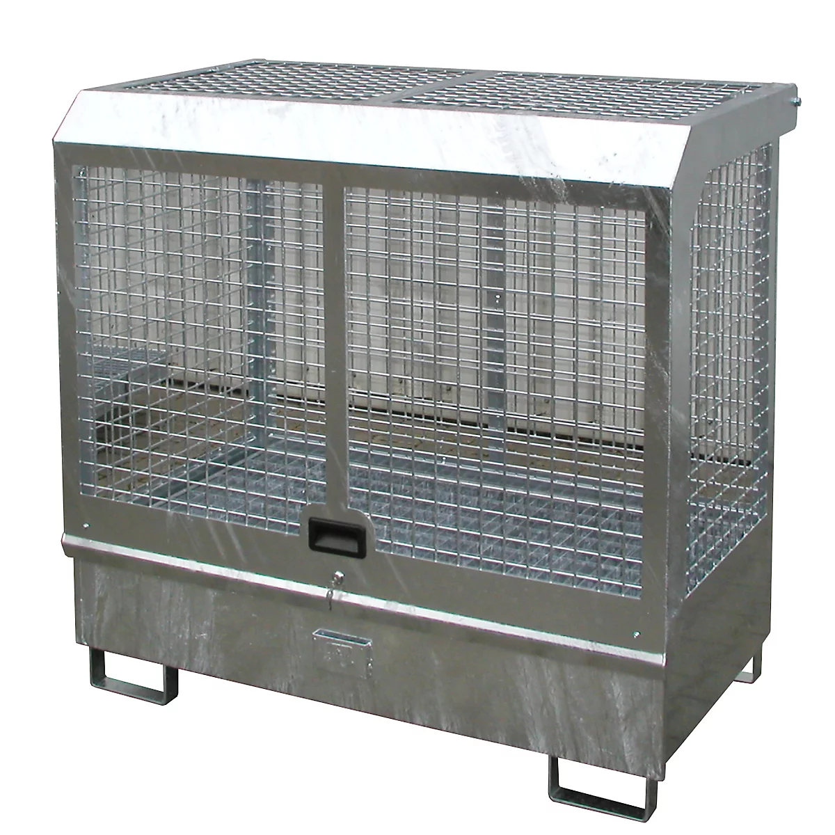 Dépôt de marchandises dangereuses type GD-C BAUER, acier, L 1430 x l 820 x H 1390 mm, serrure à cylindre, capacité du bac 220 I, galvanisé à chaud