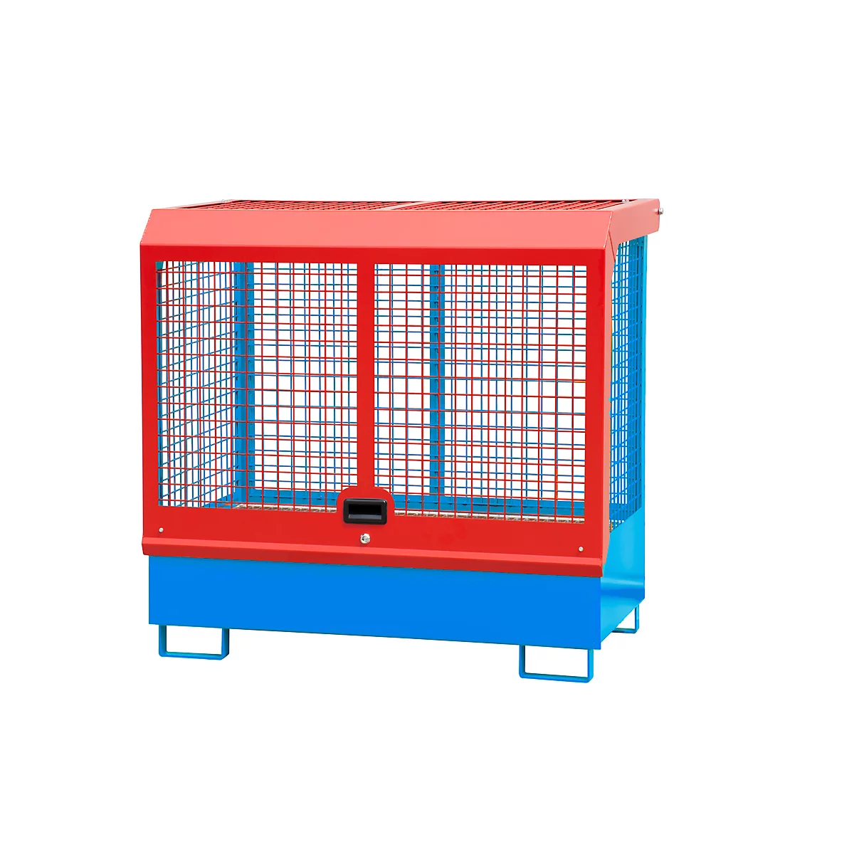 Dépôt de marchandises dangereuses type GD-C BAUER, acier, L 1430 x l 820 x H 1390 mm, serrure cylindrique, capacité du puisard 220 I, bleu clair RAL 5012