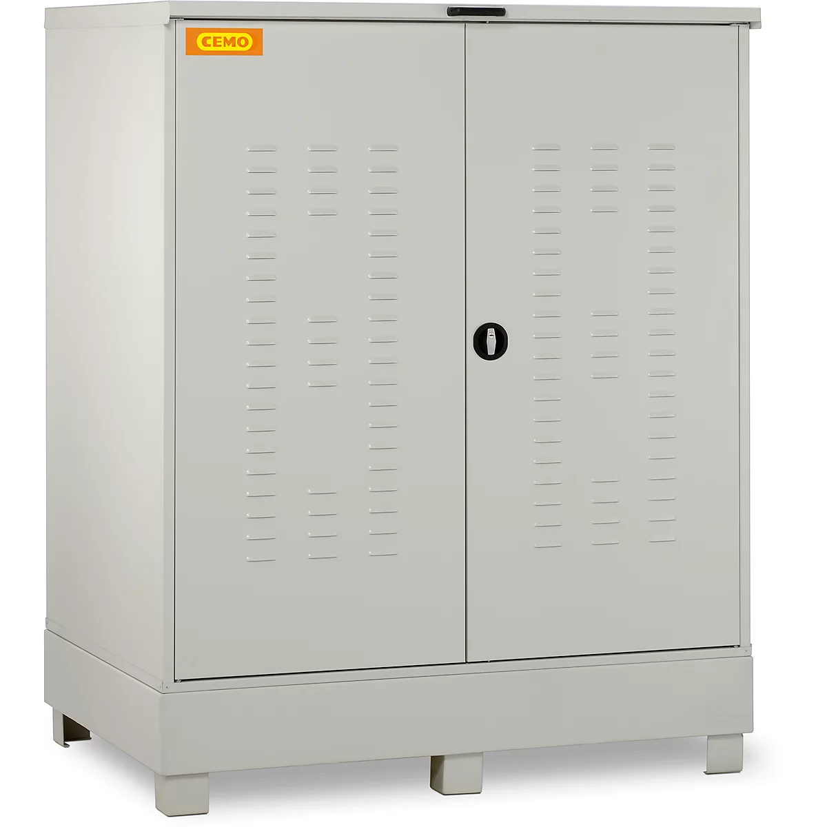 Dépôt de matières dangereuses CEMO 320, en acier, capacité de la cuve 320 l, verrouillable, L 1500 x P 1200 x H 1895 mm, pour 2 x 200 l/6 x 60 l