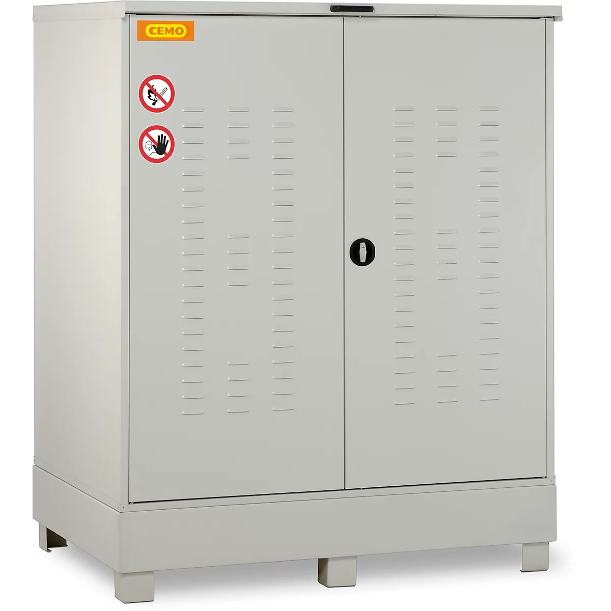 Dépôt de matières dangereuses CEMO 320, en acier, capacité de la cuve 320 l, verrouillable, L 1500 x P 1200 x H 1895 mm, pour 2 x 200 l/6 x 60 l