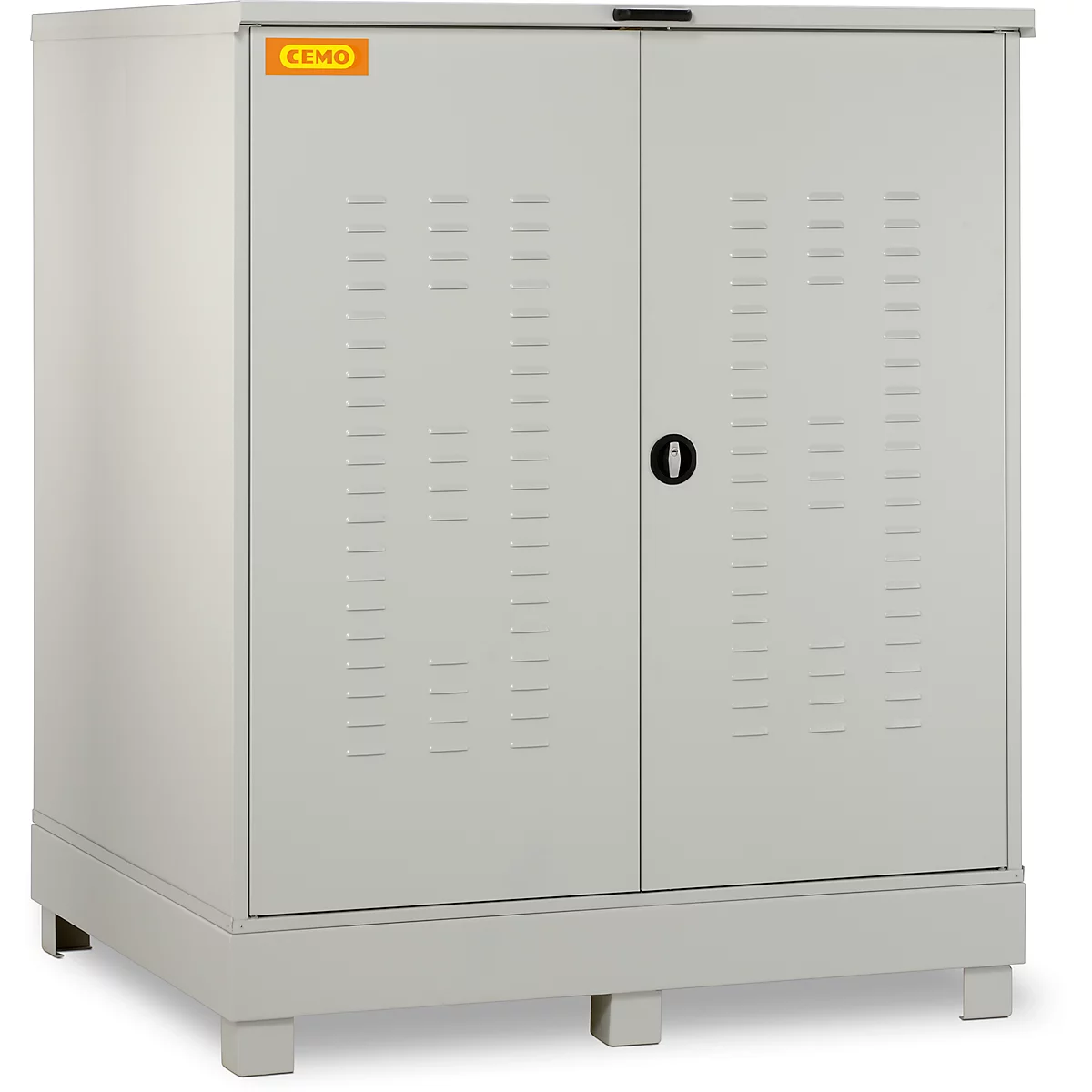 Dépôt de matières dangereuses CEMO 400, en acier, capacité du bac 400 l, verrouillable, L 1500 x P 1500 x H 1895 mm, pour 4 x 200 l/9 x 60 l