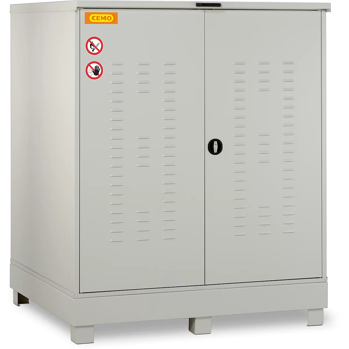 Dépôt de matières dangereuses CEMO 400, en acier, capacité du bac 400 l, verrouillable, L 1500 x P 1500 x H 1895 mm, pour 4 x 200 l/9 x 60 l