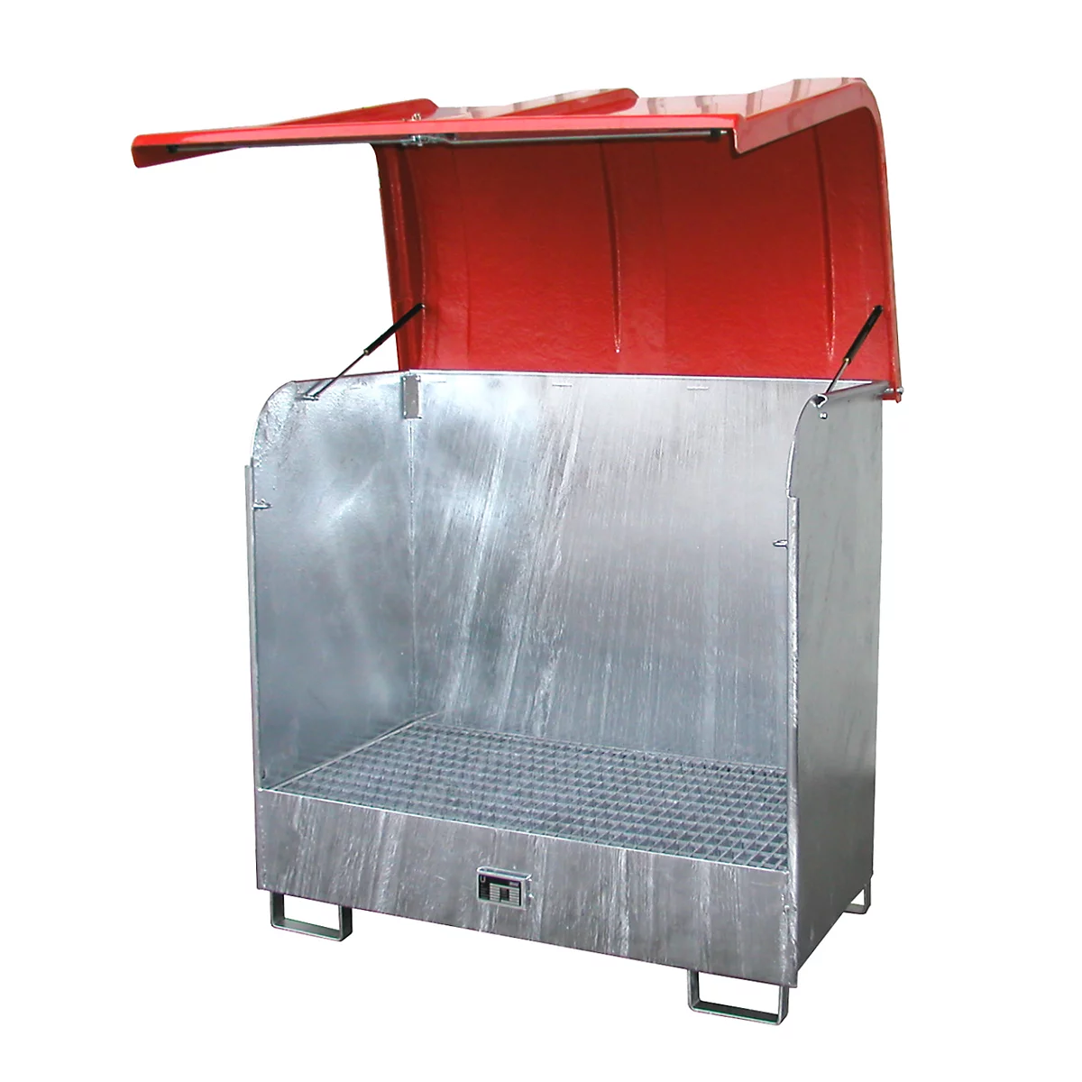 Dépôt de matières dangereuses type GD-B BAUER, acier, L 1460 x l 830 x H 1460 mm, capacité du bac 220 litres, galvanisé à chaud