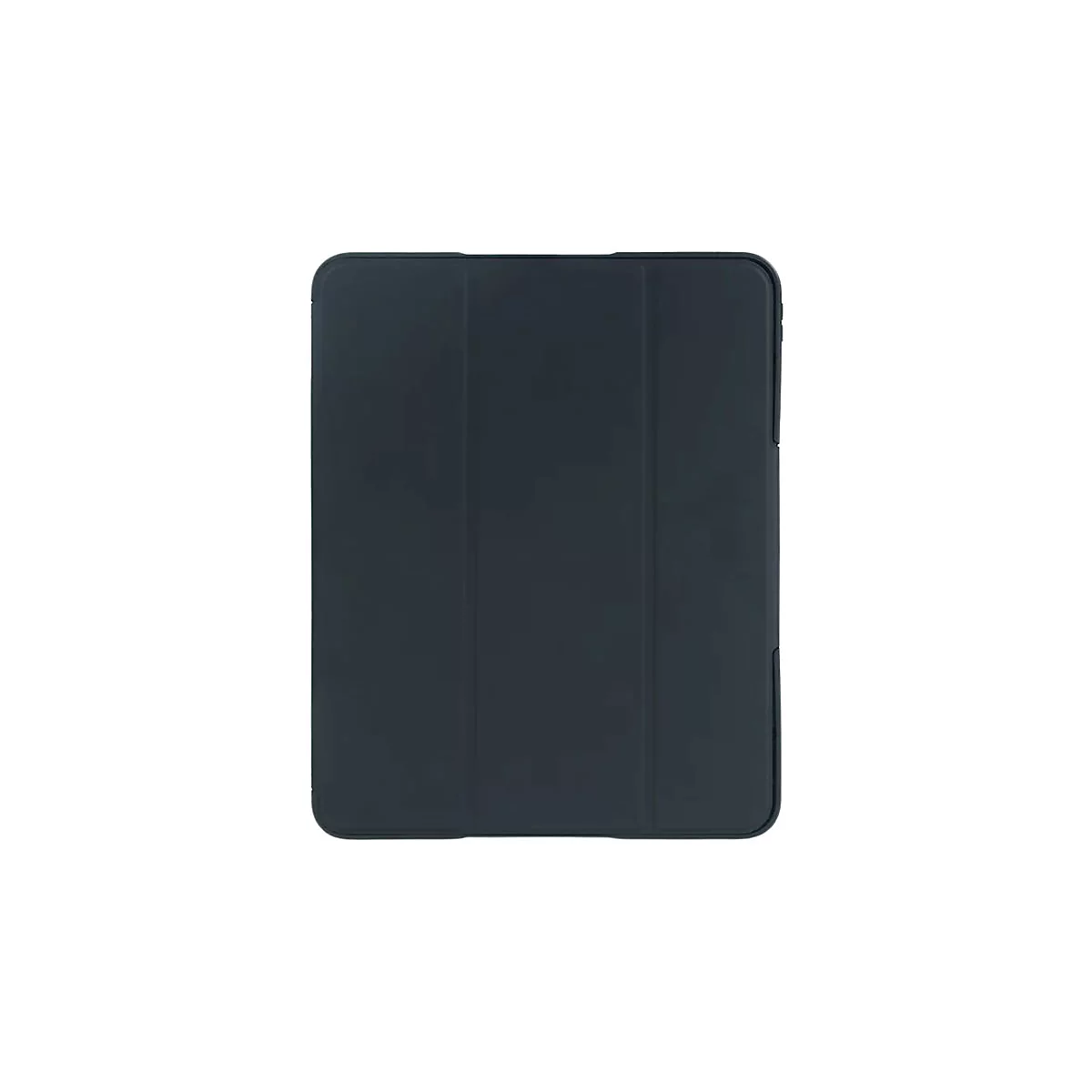 Dunkelblaue Tablet-Hülle, dreifach gefaltet. Die Hülle ist geschlossen.