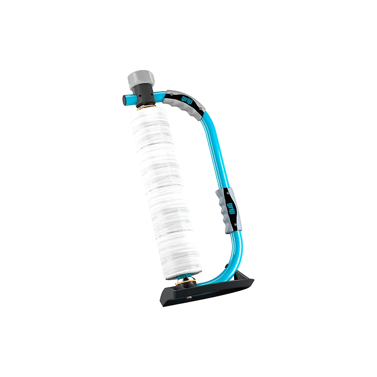 Dérouleur de film étirable grip® Systems, pour rouleaux grip® d'une largeur maximale de 400 mm, poignée ergonomique, dispositif de suspension, acier, bleu eau