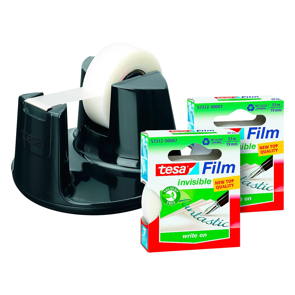 Dérouleur de table Easy Cut Compact tesafilm® + 3 rouleaux de film adhésif mat invisible