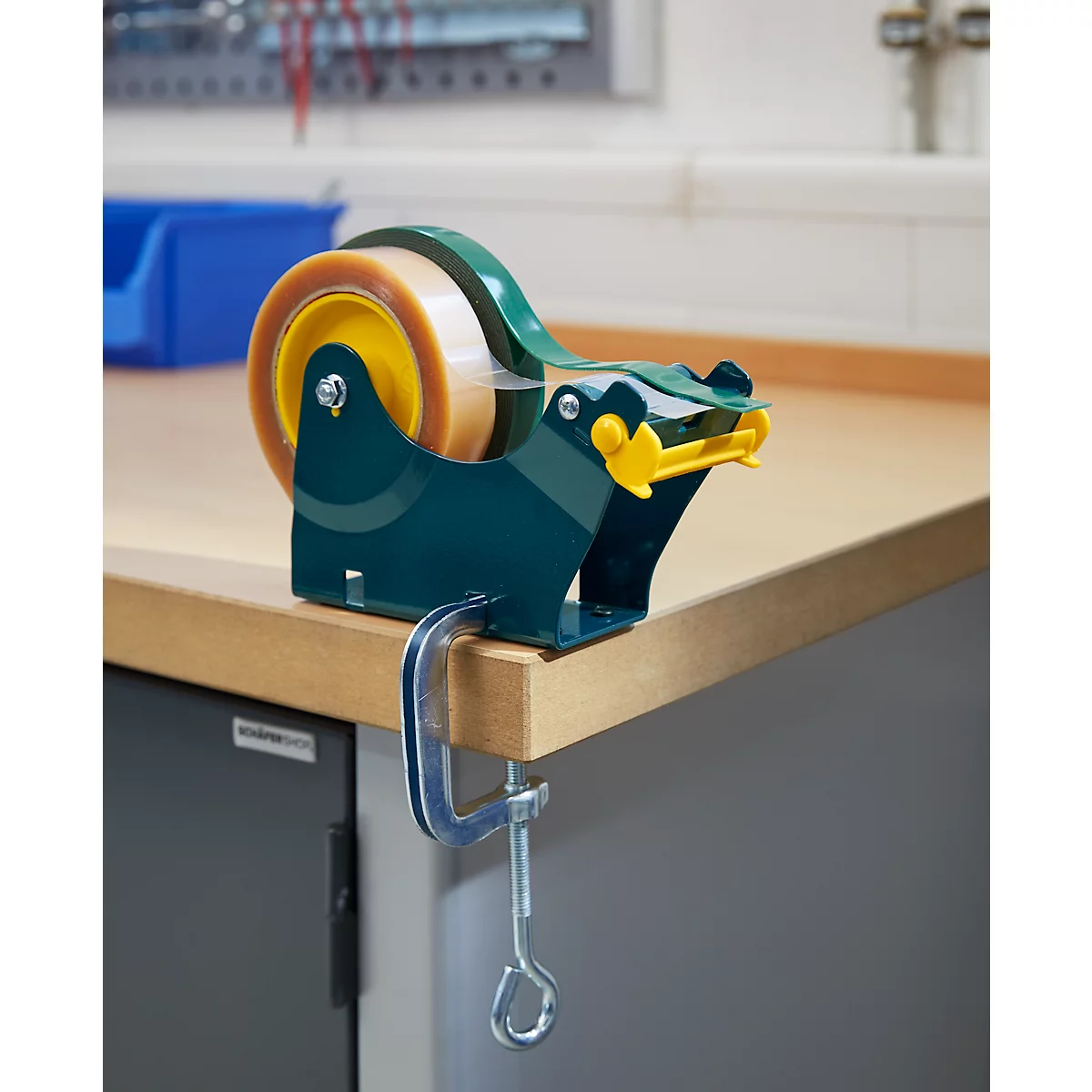 Dérouleur de table pour ruban adhésif Duo, avec pince-étau, L 175 x l 67 x H 130 mm, métal