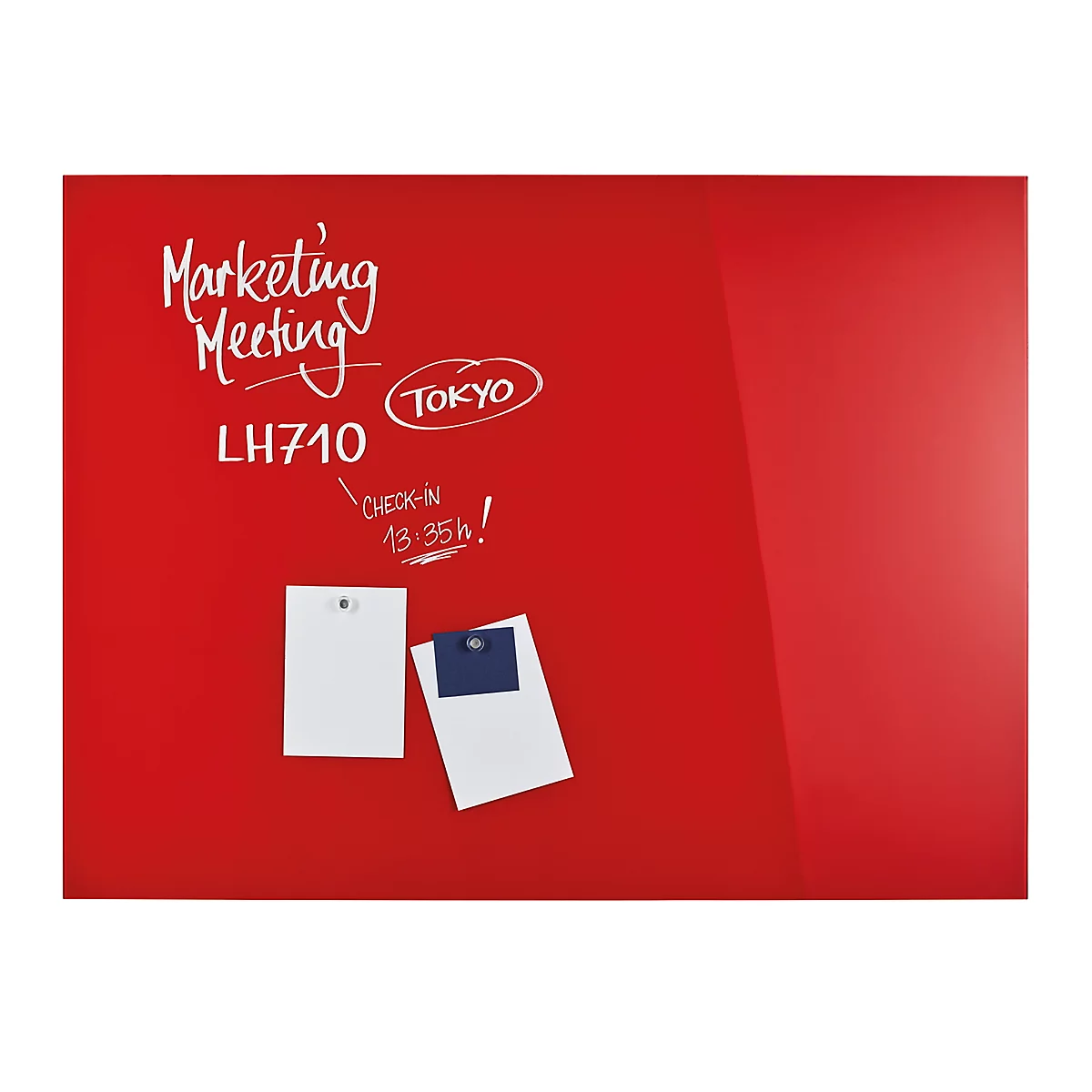 Design-Glasboard magnetoplan®, magnetisch, beschreibbar, Querformat, rot, 1200 x 900 mm