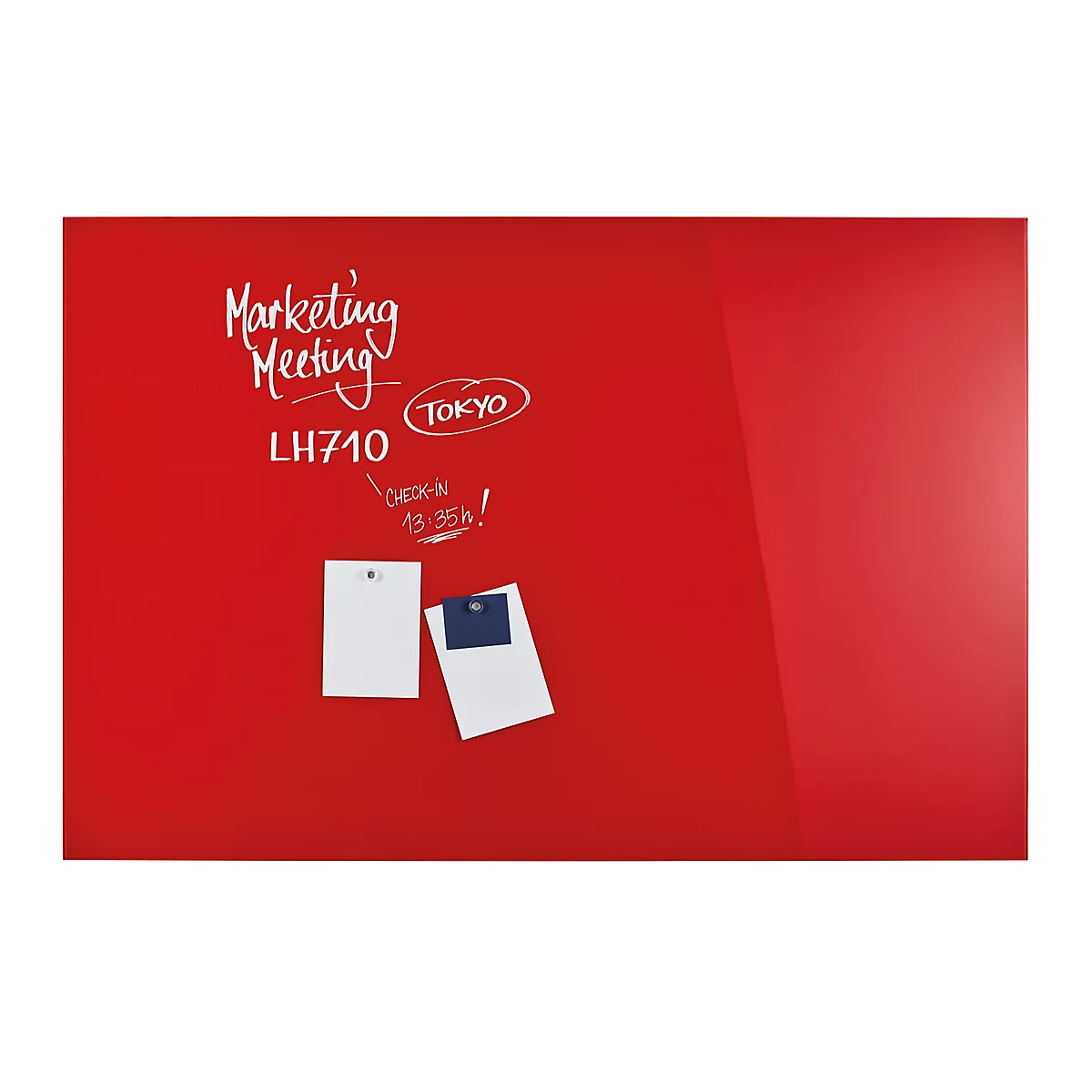 Design-Glasboard magnetoplan®, magnetisch, beschreibbar, Querformat, rot, 1500 x 1000 mm