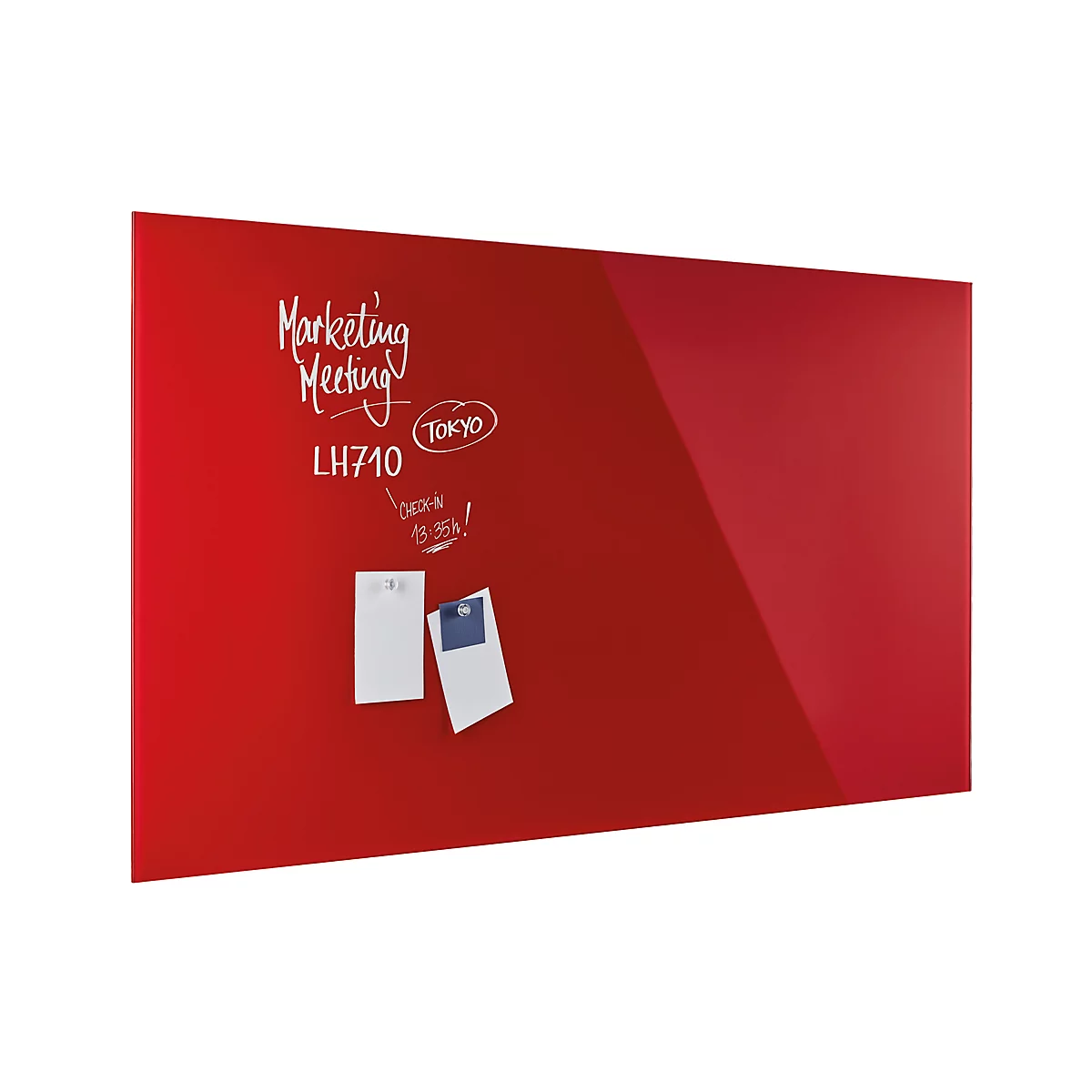 Design-Glasboard magnetoplan®, magnetisch, beschreibbar, Querformat, rot, 2000 x1000 mm
