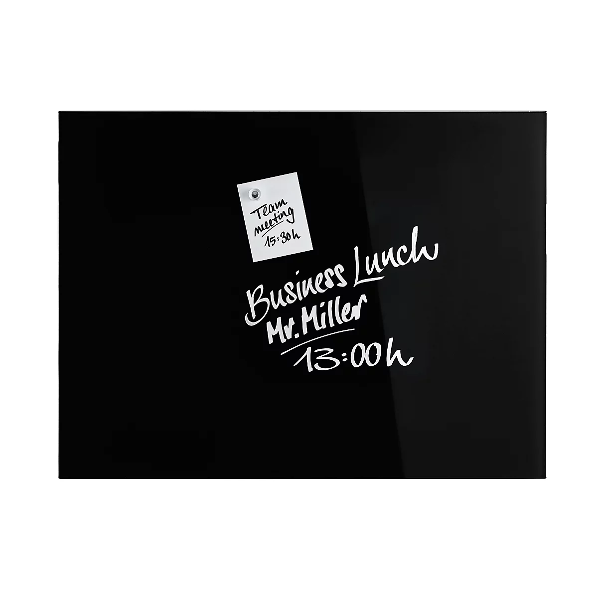 Design-Glasboard magnetoplan®, magnetisch, beschreibbar, Querformat, schwarz, 1200 x 900 mm