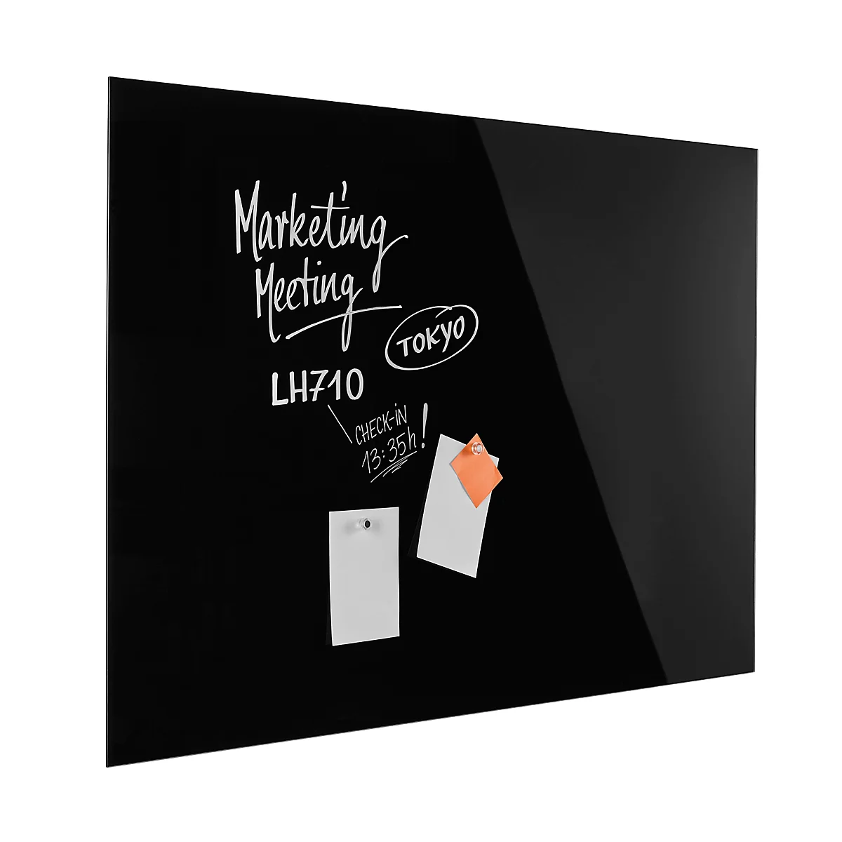 Design-Glasboard magnetoplan®, magnetisch, beschreibbar, Querformat, schwaz, 1500 x1000 mm