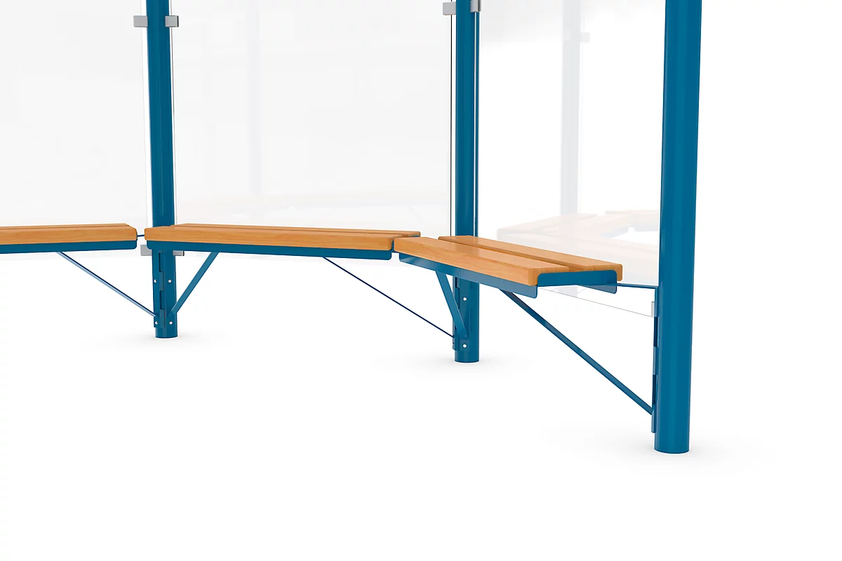 Design-Sitzbank WSM f. Achteckpavillon Paris, L 1000 mm, Kiefernholz, pulverb. Stahl, enzianblau
