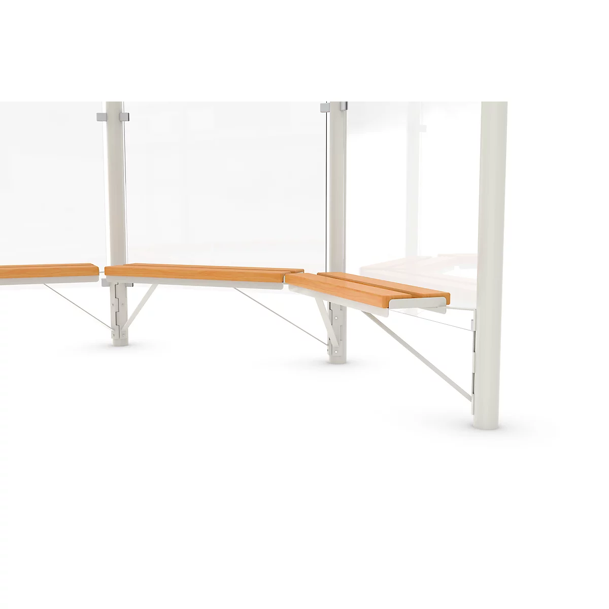 Design zitbank WSM f. Achthoekig paviljoen Paris, L 1000 mm, grenenhout, gepoedercoat staal, grijswit