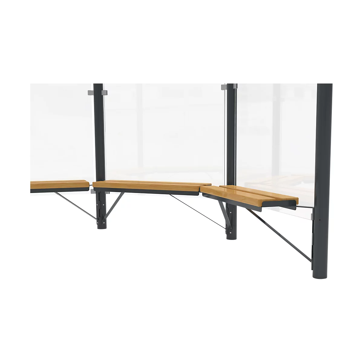 Design zitbank WSM f. Achthoekig paviljoen Paris, L 1000 mm, grenenhout, gepoedercoat Staal, wit