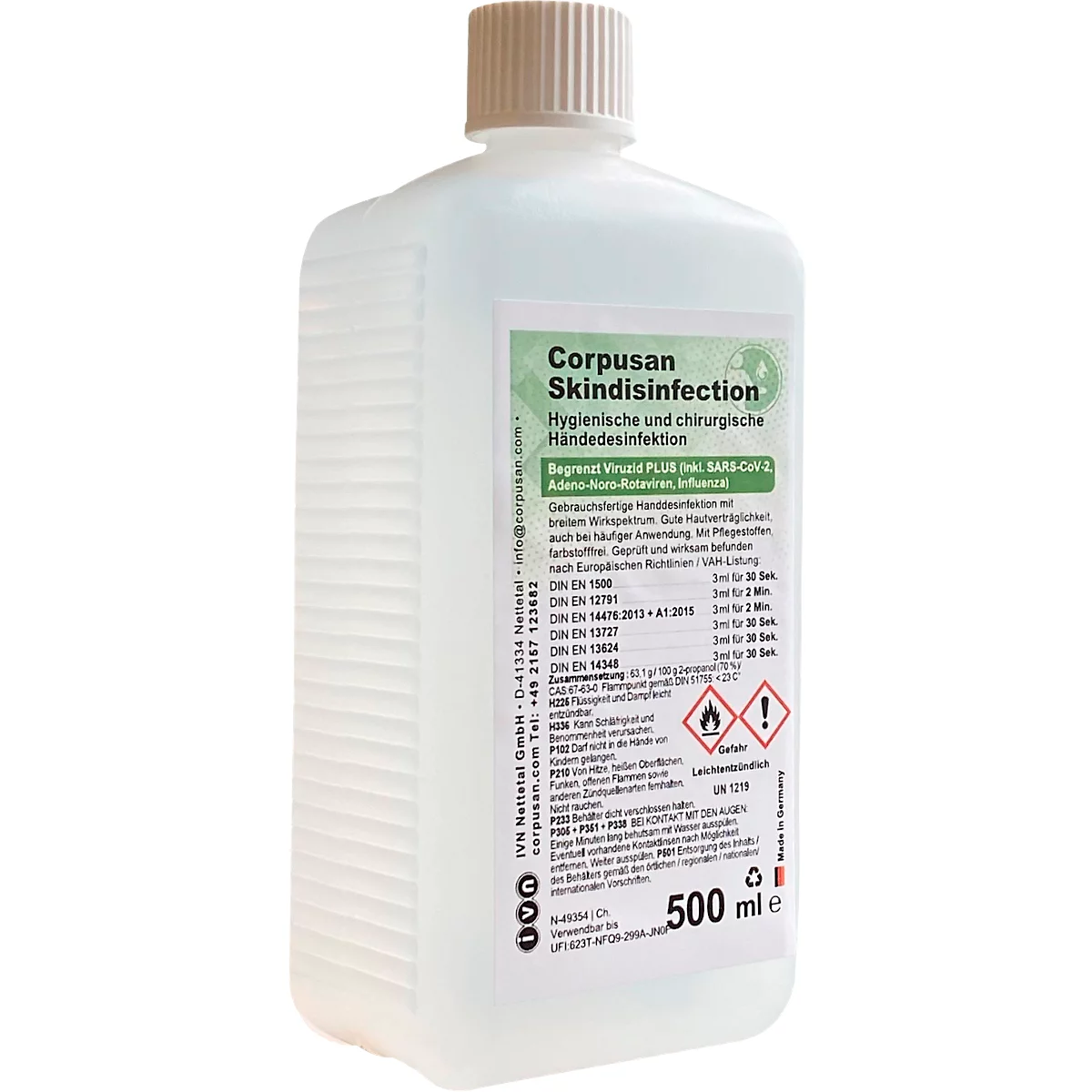 Désinfectant cutané CORPUSAN® Skindisinfection, bactéricide, lévuricide, virucide limité, incolore, 12 x 500 ml