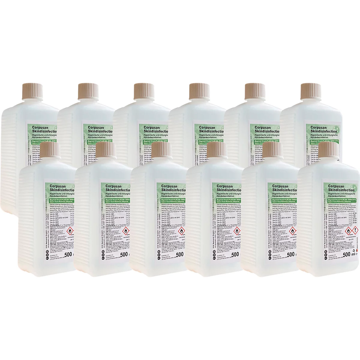 Désinfectant cutané CORPUSAN® Skindisinfection, bactéricide, lévuricide, virucide limité, incolore, 12 x 500 ml