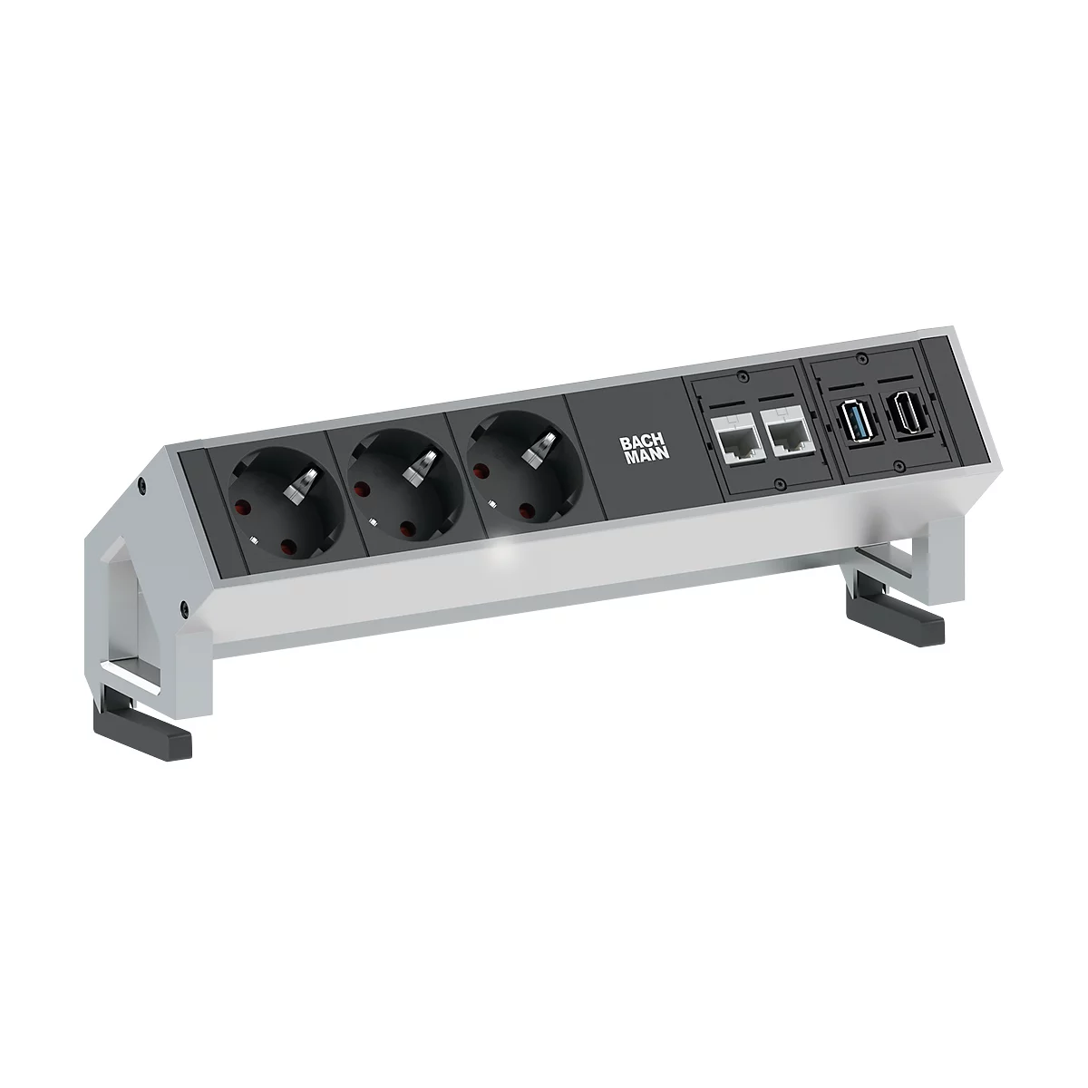 Desk 2 , Schuko/CAT6/USB/HDMI, alu