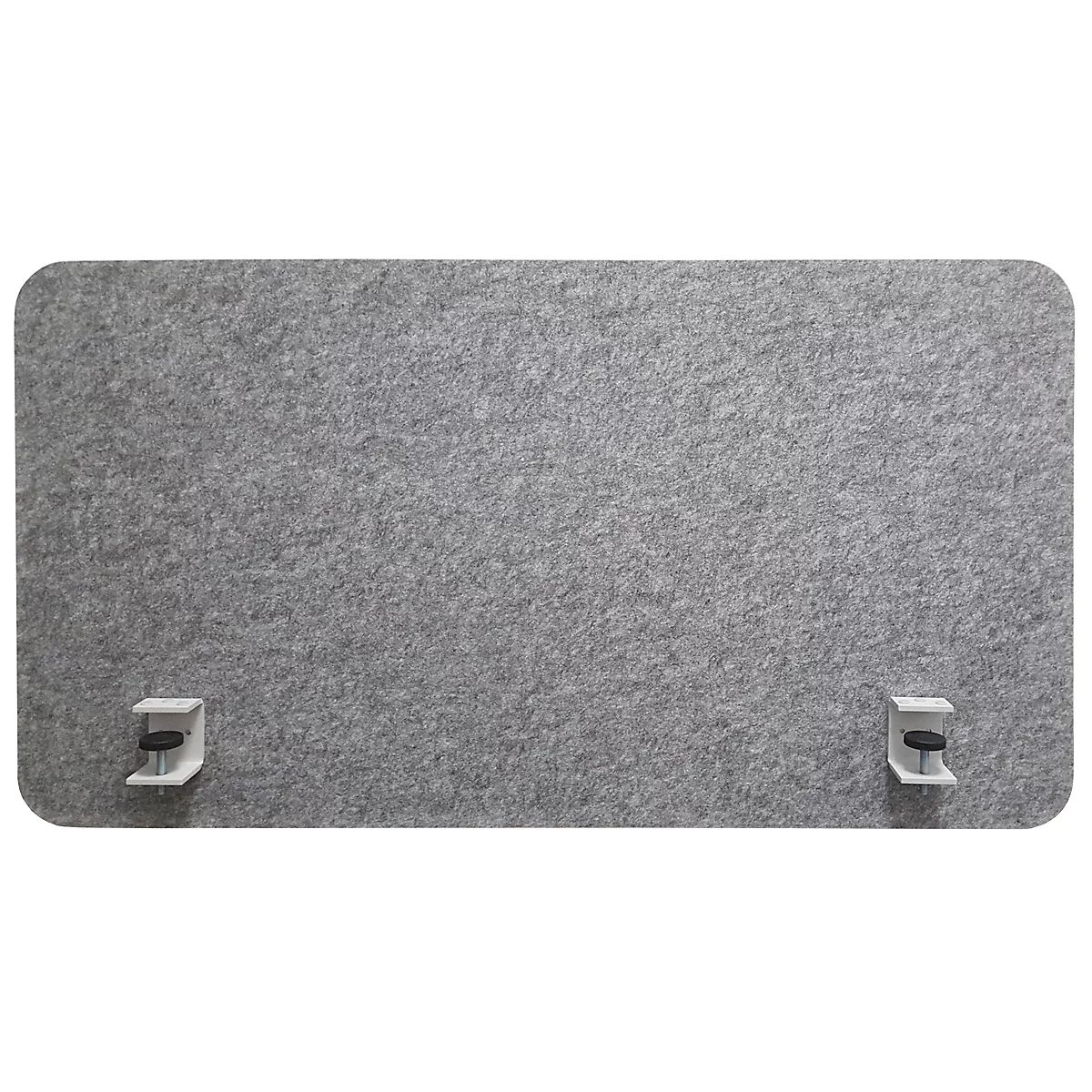 Grey felt panel with two white clamps.