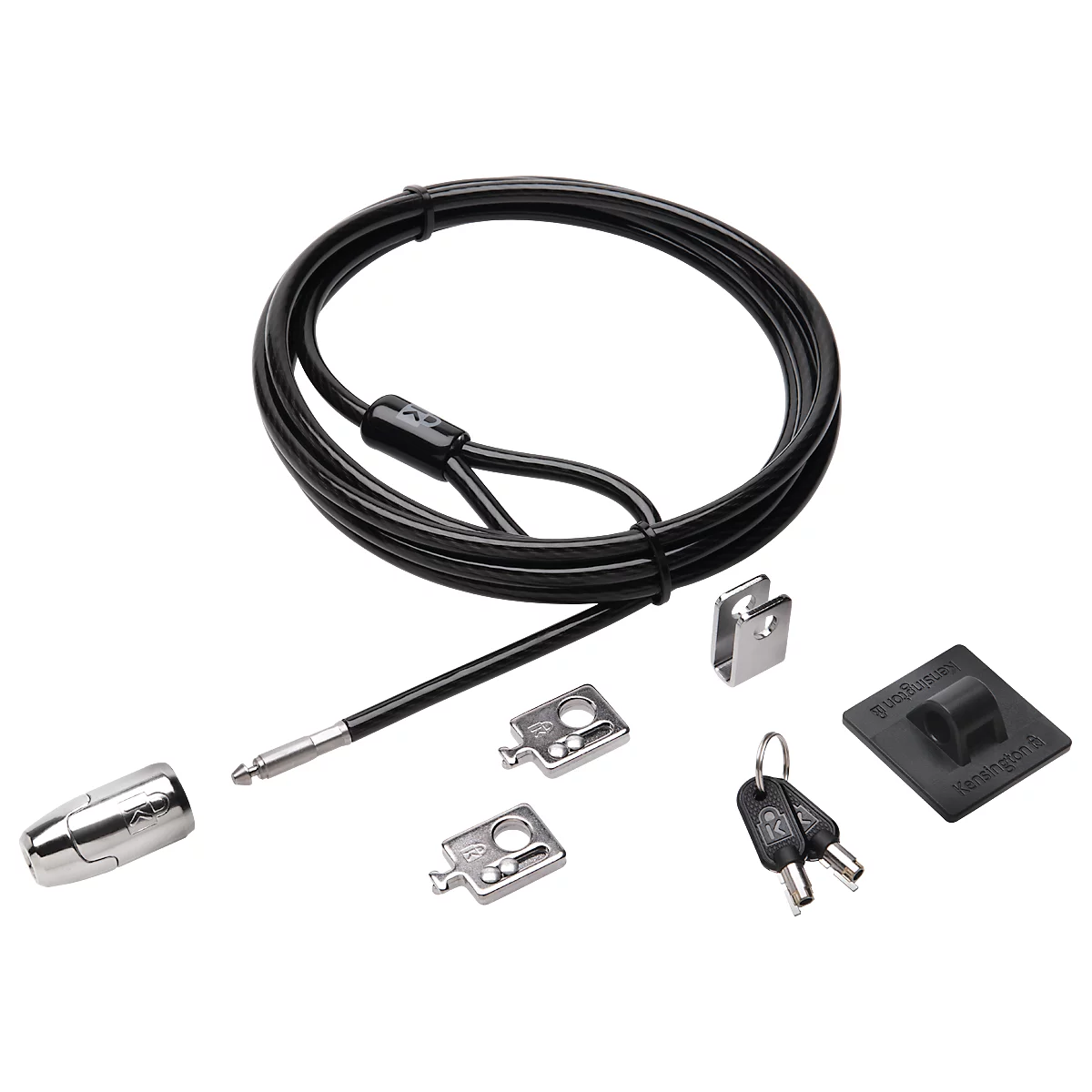 Desktopbeveiliging Kensington Desktop &amp; Peripherals Locking Kit 2.0, diefstalbeveiliging, vergrendelknop voor desktop-pc's, 2 adapters &amp; kabeloogje