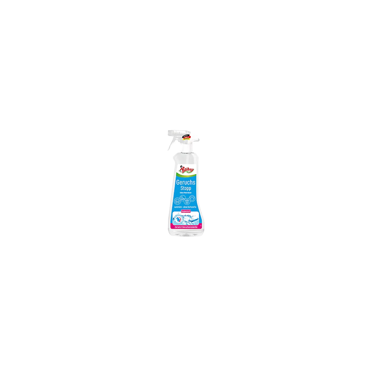 Désodorisant actif POLIBOY, pour textile et surfaces, non parfumé, Vaporisateur 500 ml
