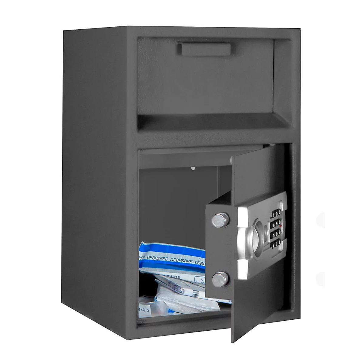 Desposittresor Format Dinero 1 Elo, 14,6 l, Türanschlag rechts, Elektronikschloss, Einwurfklappe, B 290 x T 290 x H 450 mm, graphitgrau