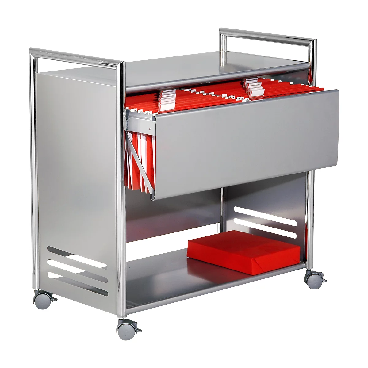 Desserte mobile pour dossiers suspendus Artline, double rangée, avec plateau, sans dossiers suspendus