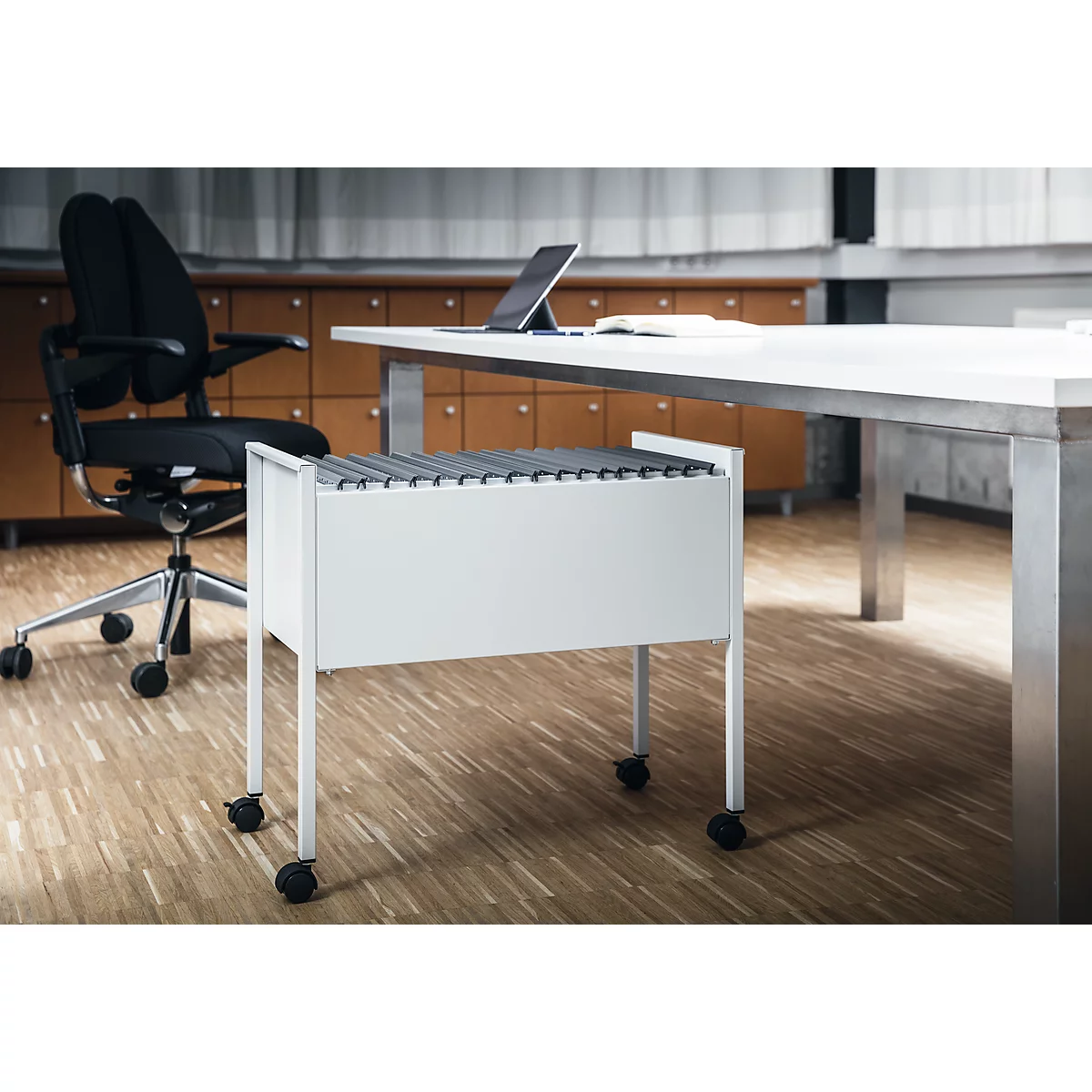 Desserte mobile pour dossiers suspendus Mappenboy DURABLE, gris clair, sans dossiers suspendus