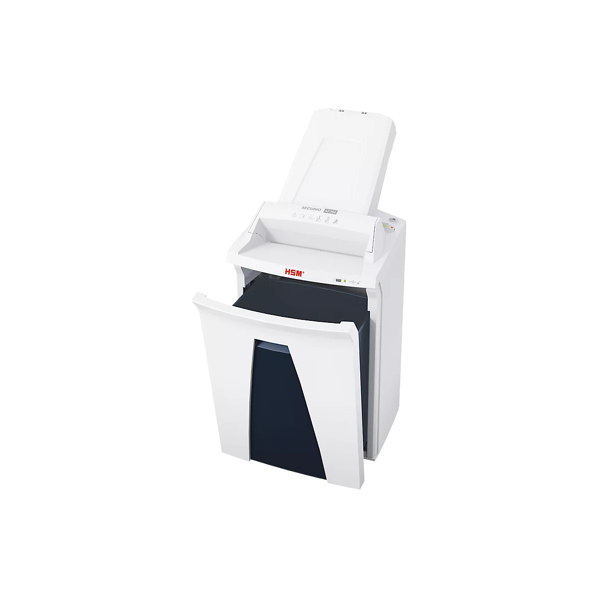 Destructeur de documents Autofeed HSM SECURIO AF350, niveau de sécurité 4, coupe en particules de 4,5 x 30 mm, 14 feuilles, blanc