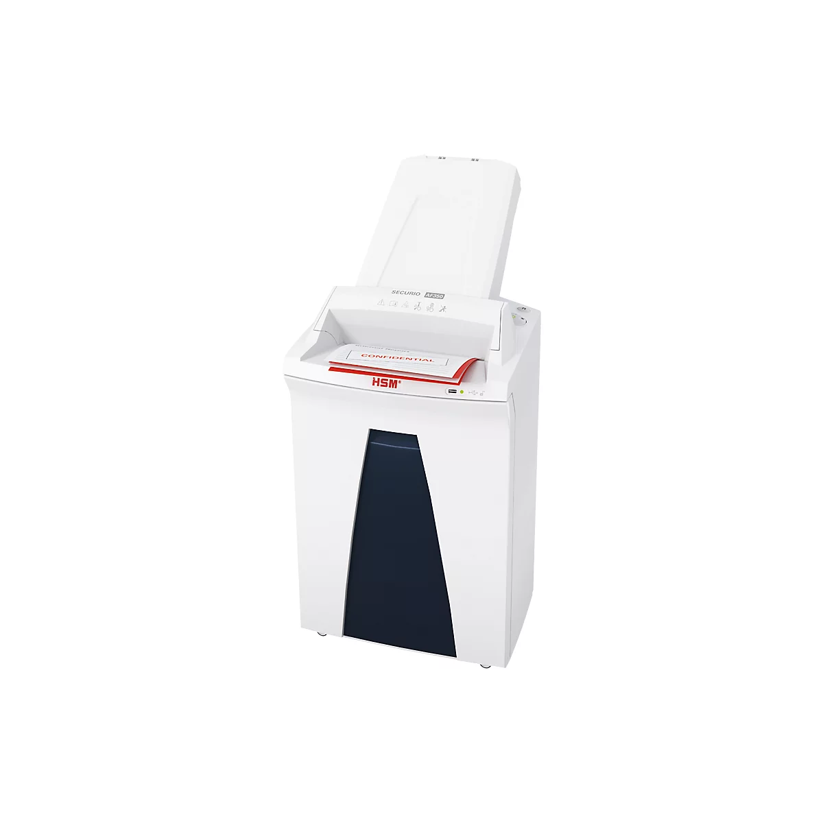 Destructeur de documents Autofeed HSM SECURIO AF350, niveau de sécurité 5, coupe en particules de 1,9 x 15 mm, 10 feuilles, blanc