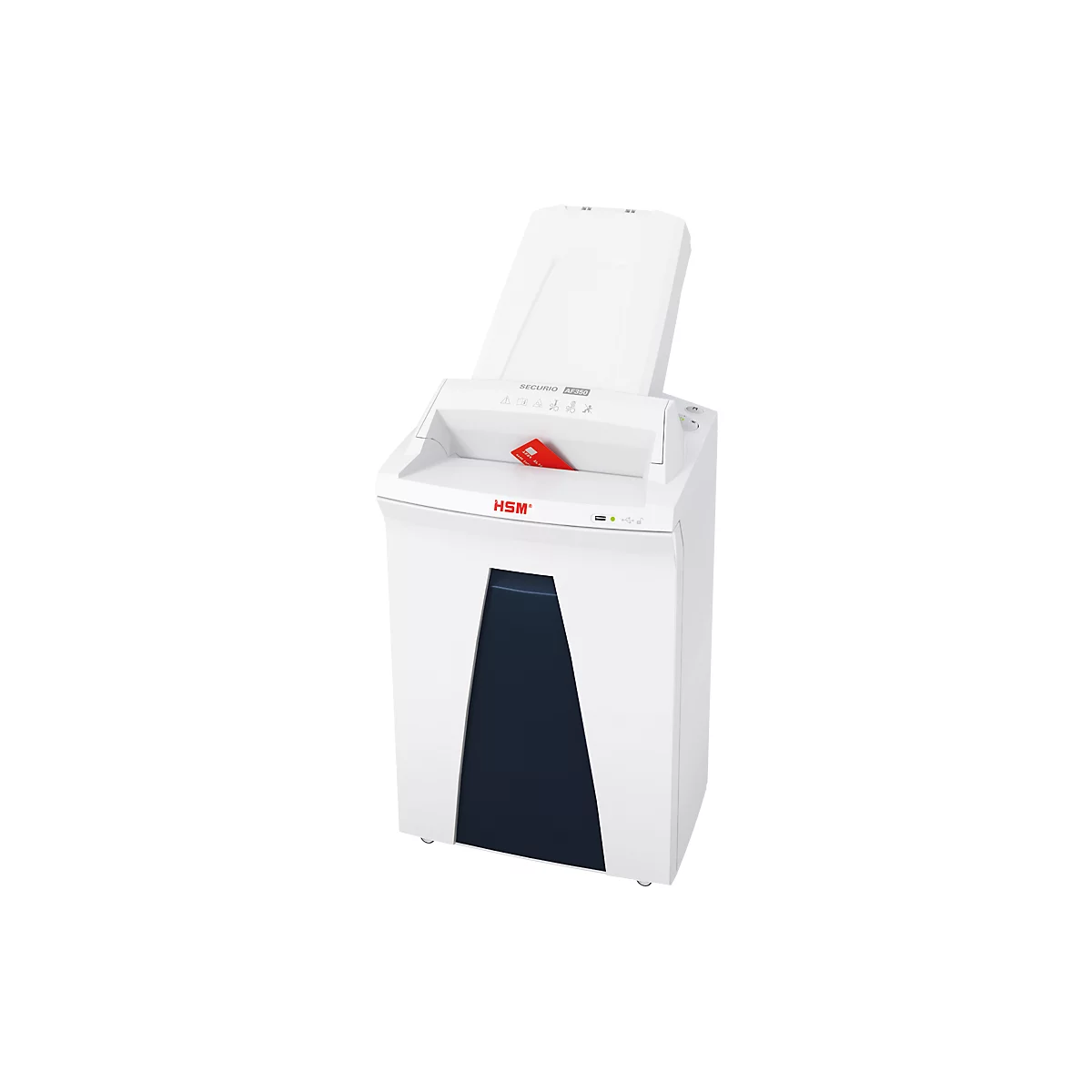 Destructeur de documents Autofeed HSM SECURIO AF350, niveau de sécurité 5, coupe en particules de 1,9 x 15 mm, 10 feuilles, blanc