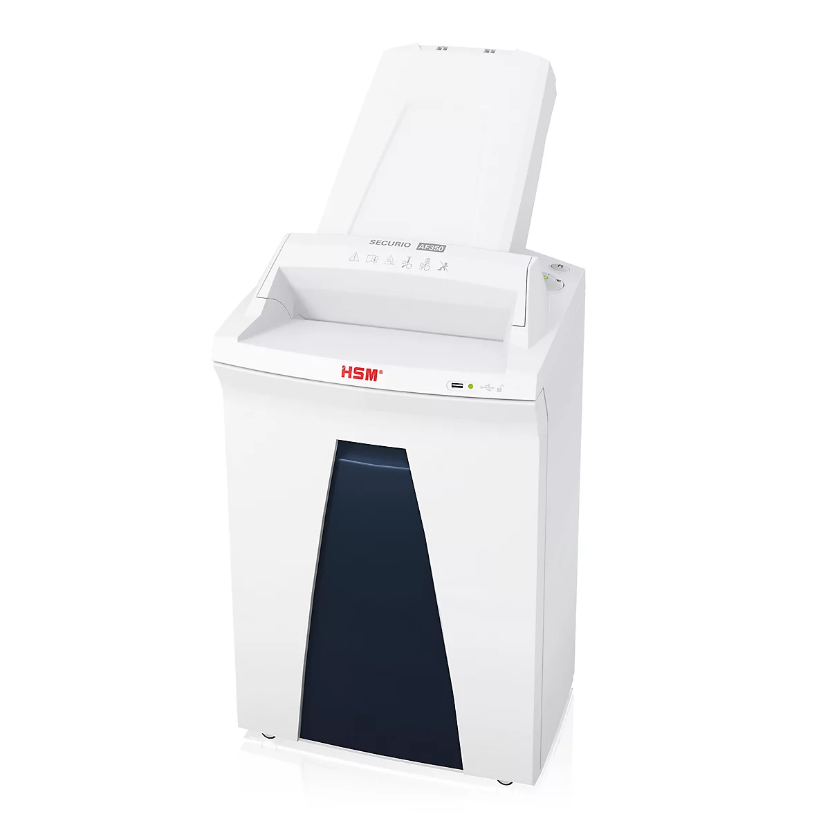 Destructeur de documents Autofeed HSM SECURIO AF350, niveau de sécurité 6, coupe en particules de 0,78 x 11 mm, 6 feuilles, blanc