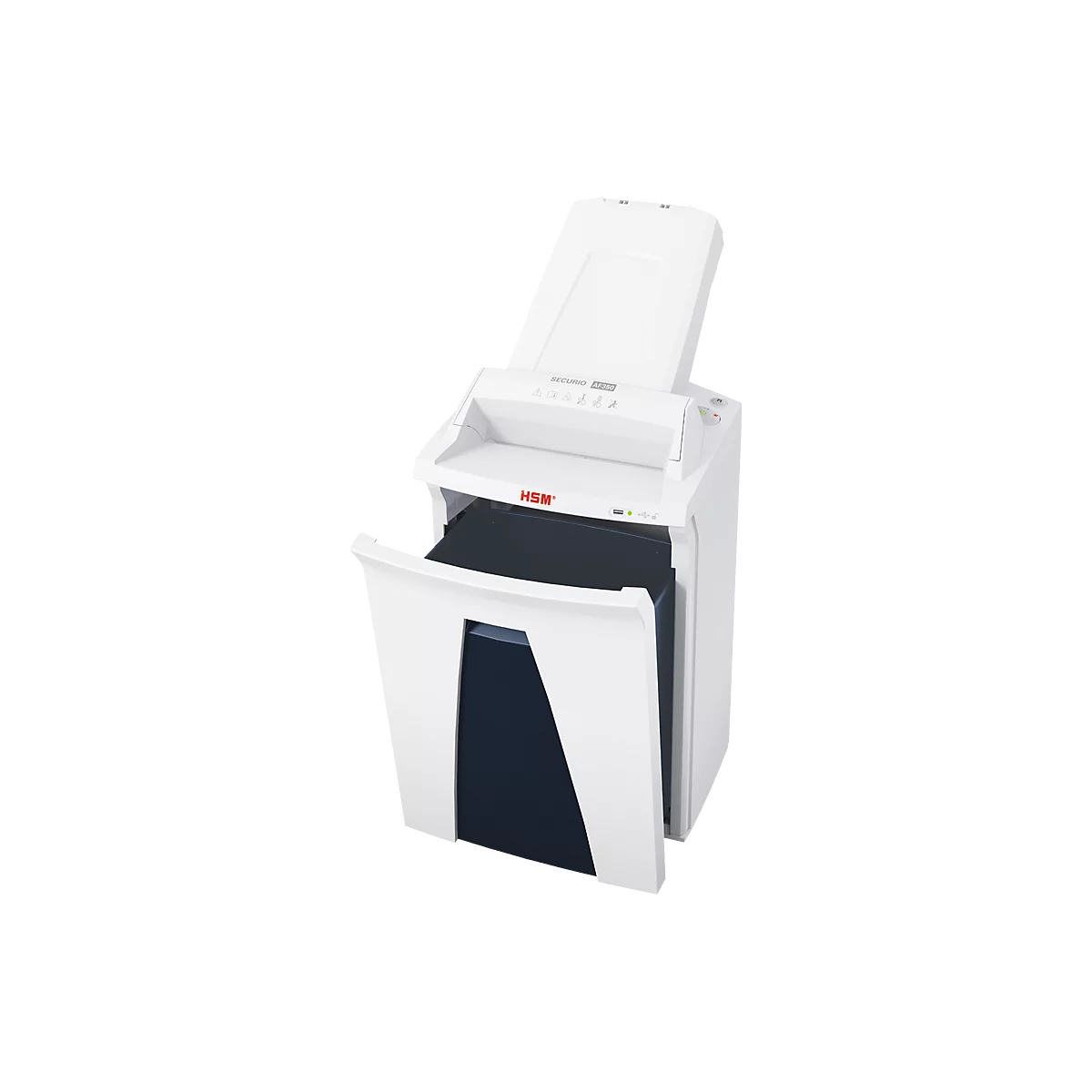 Destructeur de documents Autofeed HSM SECURIO AF350, niveau de sécurité 6, coupe en particules de 0,78 x 11 mm, 6 feuilles, blanc