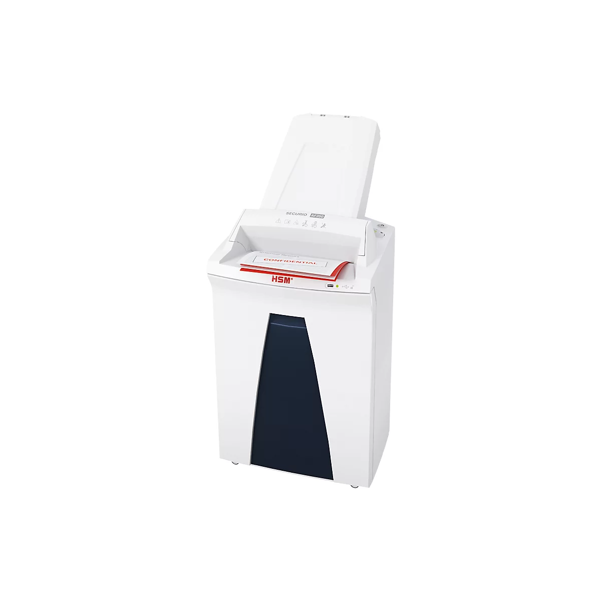 Destructeur de documents Autofeed HSM SECURIO AF350, niveau de sécurité 6, coupe en particules de 0,78 x 11 mm, 6 feuilles, blanc