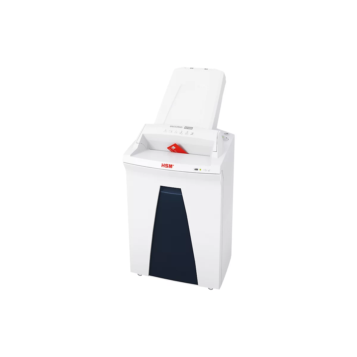 Destructeur de documents Autofeed HSM SECURIO AF350, niveau de sécurité 6, coupe en particules de 0,78 x 11 mm, 6 feuilles, blanc