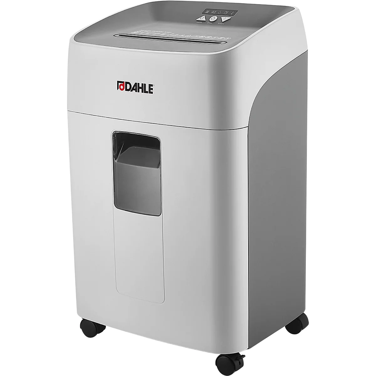 Destructeur de documents Dahle 504P, coupe croisée 2 x 15 mm, niveau de sécurité P-5, capacité de coupe 13-15 feuilles, 40 litres, gris