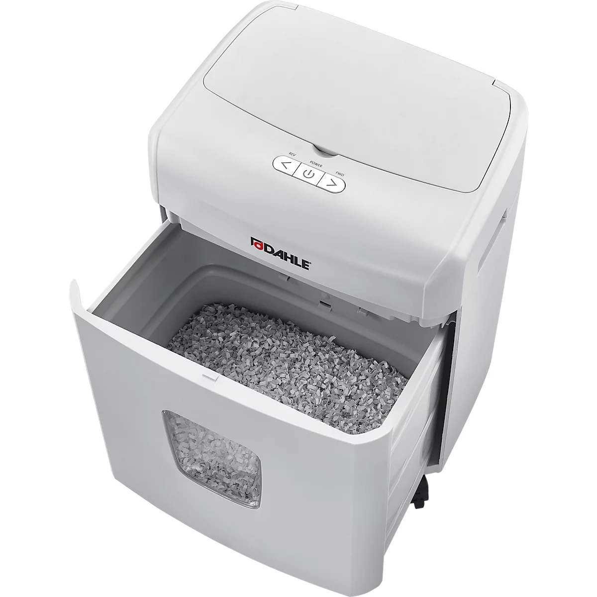 Destructeur de documents Dahle ShredMatic 90, coupe croisée 4 x 12 mm, P-4, 23 l, capacité de coupe 10 feuilles, L 367 x P 263 x H 506 mm