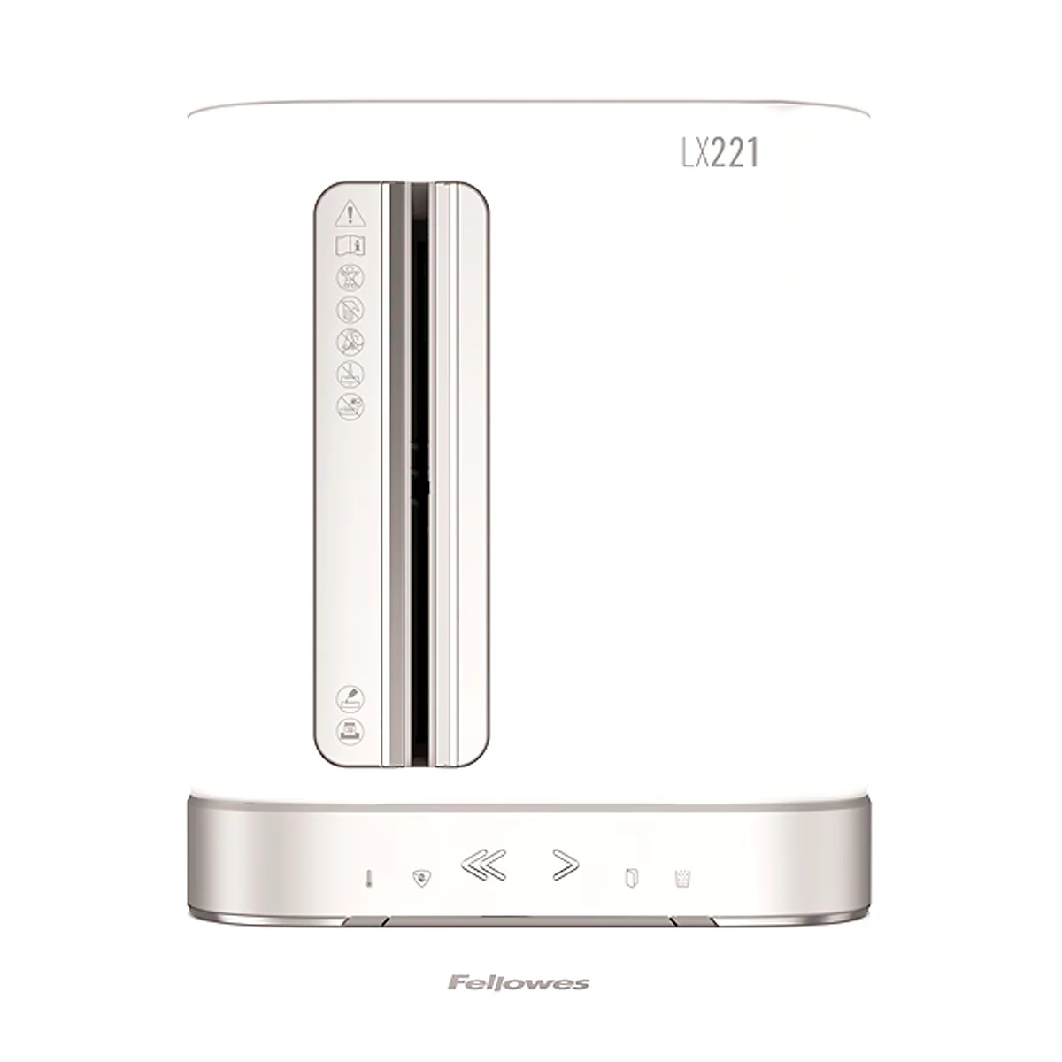 Destructeur de documents Fellowes® Microshred LX 221, coupe micro-particules 2 x 12 mm, P-5, 30 l, capacité de coupe 20 feuilles, avec rouleaux, blanc