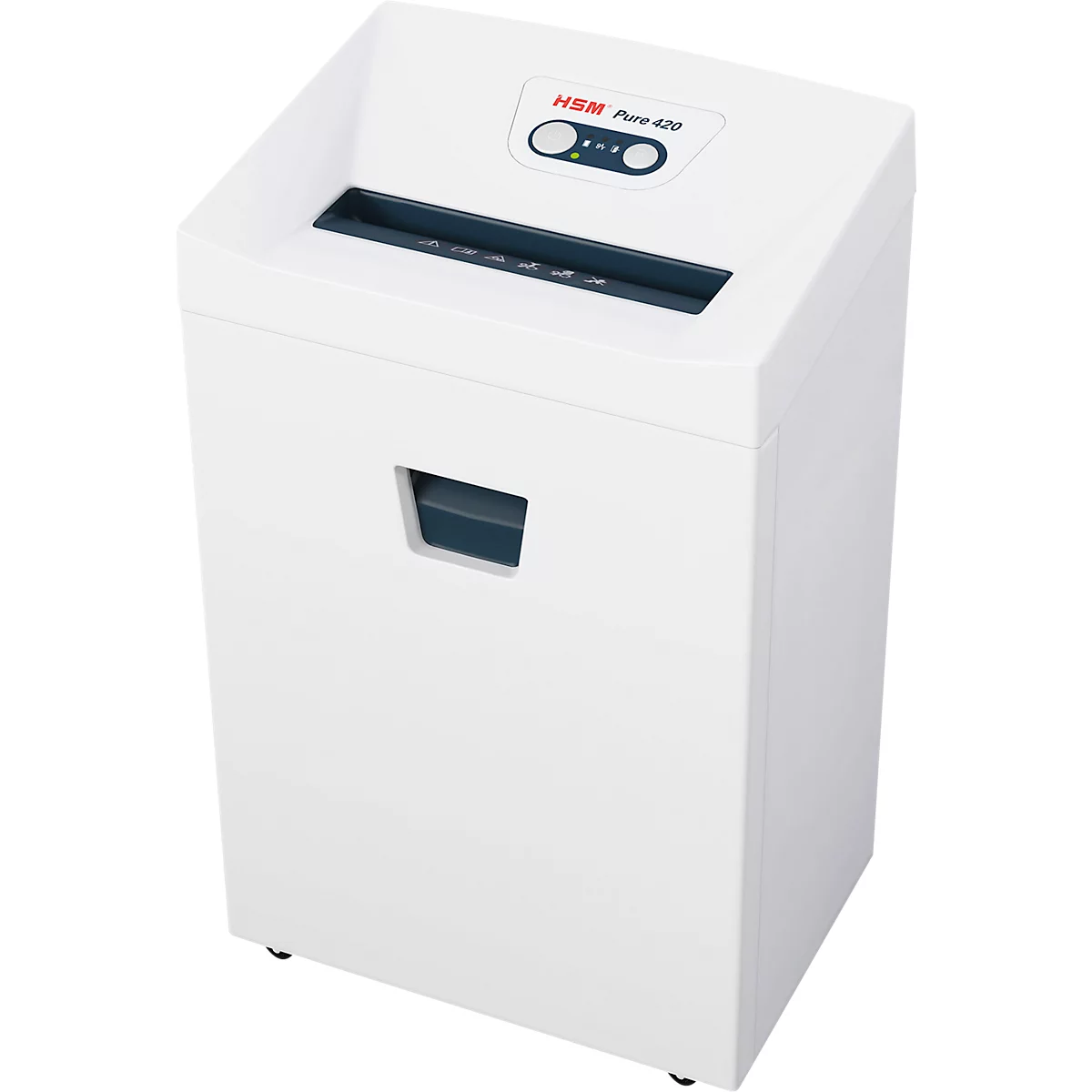 Destructeur de documents HSM Pure 420, niveau de sécurité P4, coupe en particules 4,5 x 30 mm, jusqu'à 35 l, plastique &amp; métal, blanc