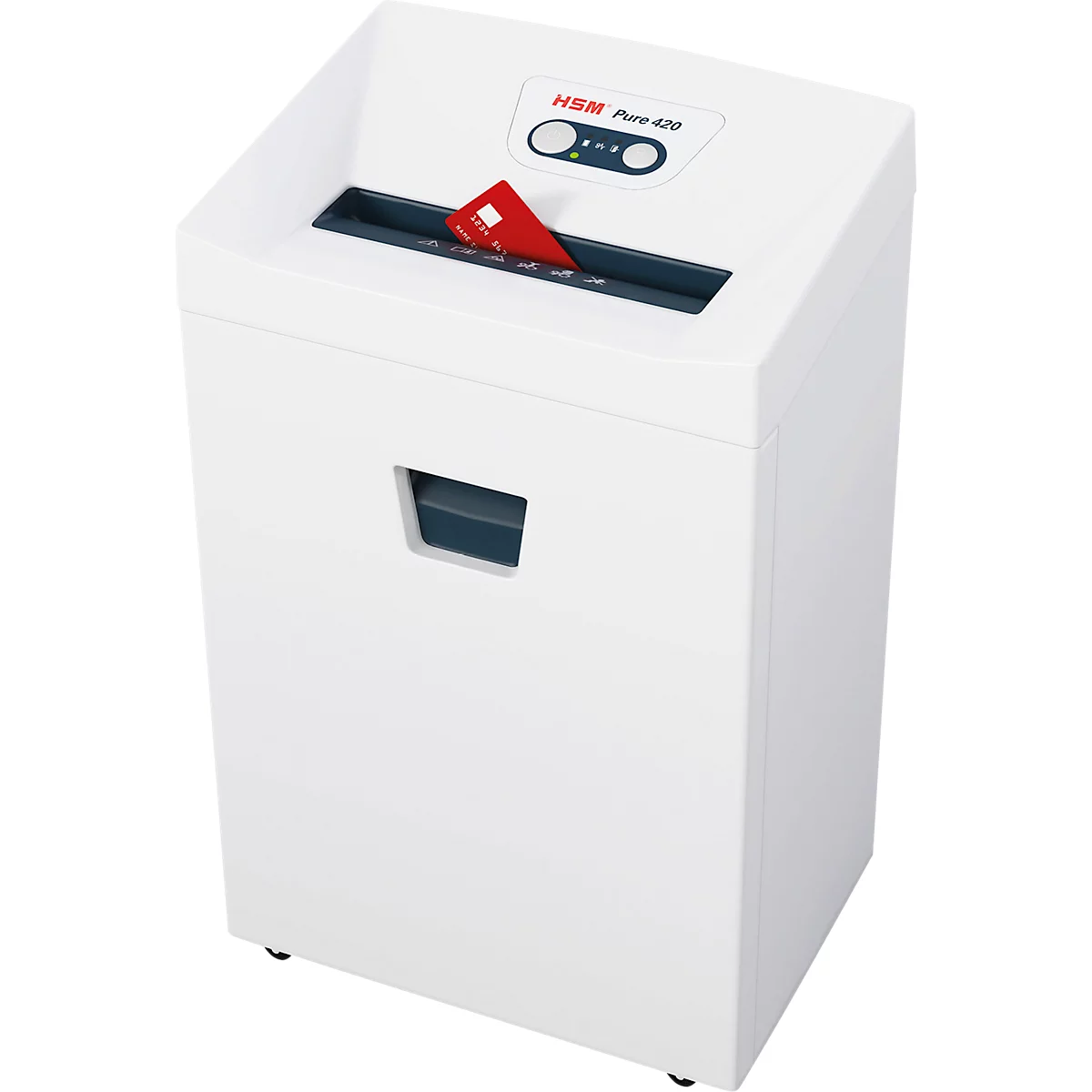 Destructeur de documents HSM Pure 420, niveau de sécurité P4, coupe en particules 4,5 x 30 mm, jusqu'à 35 l, plastique &amp; métal, blanc