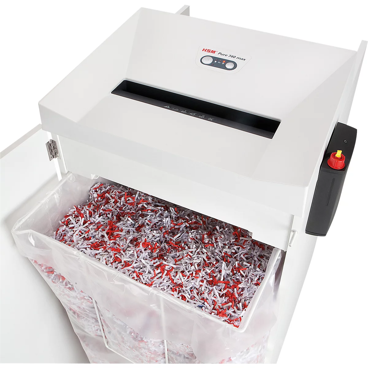Destructeur de documents HSM Pure 740 max, niveau de sécurité 4, coupe en particules de 1,9 x 15 mm, 15 feuilles, blanc