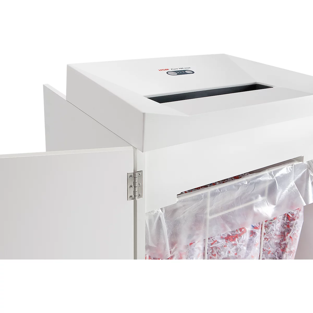 Destructeur de documents HSM Pure 740 max, niveau de sécurité 4, coupe en particules de 1,9 x 15 mm, 15 feuilles, blanc