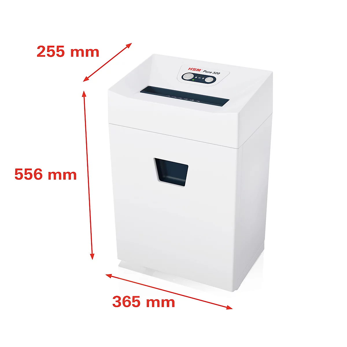 Destructeur de documents HSM Pure, niveau de sécurité P4, coupe en particules 3,9 x 30 mm, jusqu'à 25 l, plastique &amp; métal, blanc