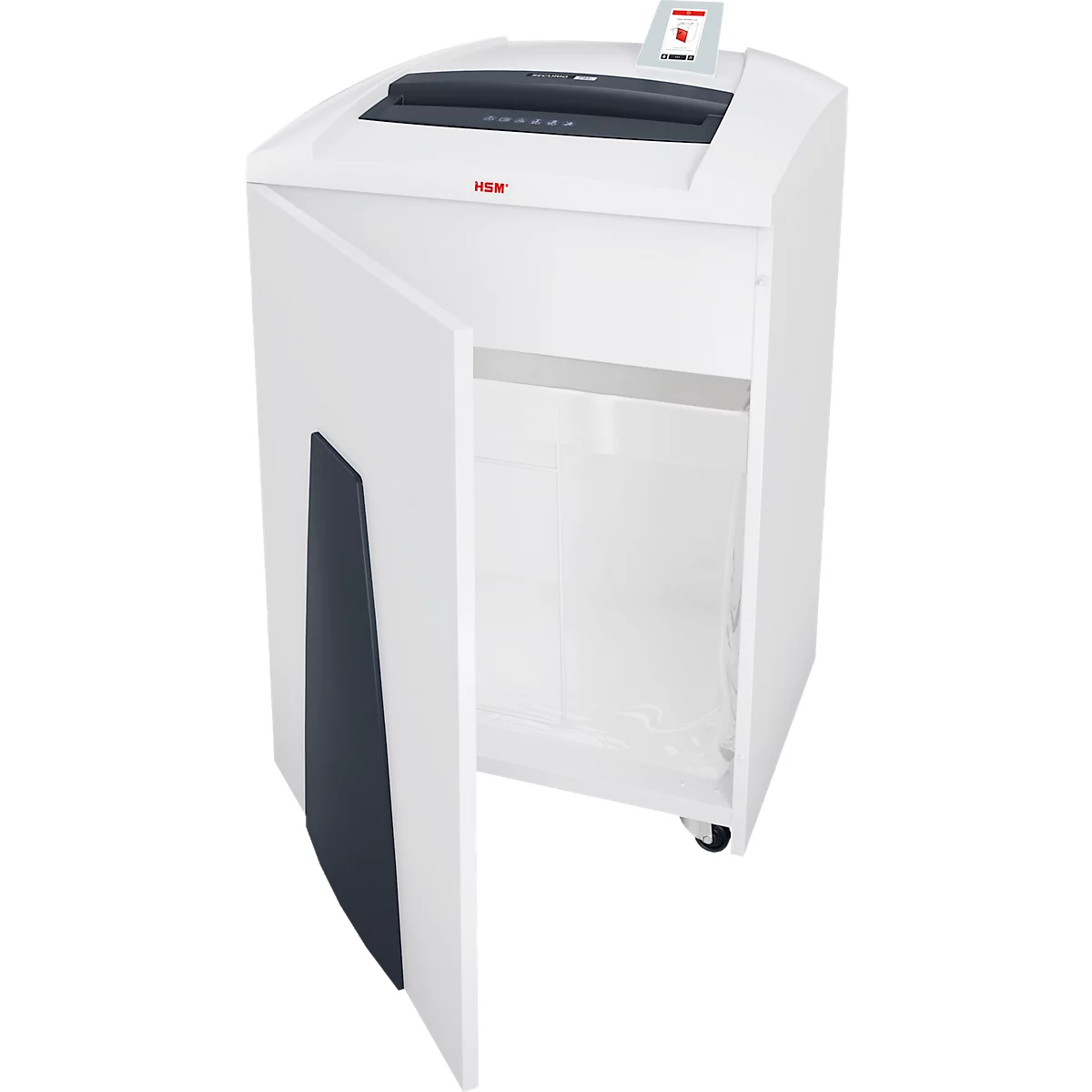 Destructeur de documents HSM SECURIO P44i, niveau de sécurité 2, coupe en bandelettes de 3,9 mm, 63 feuilles, blanc